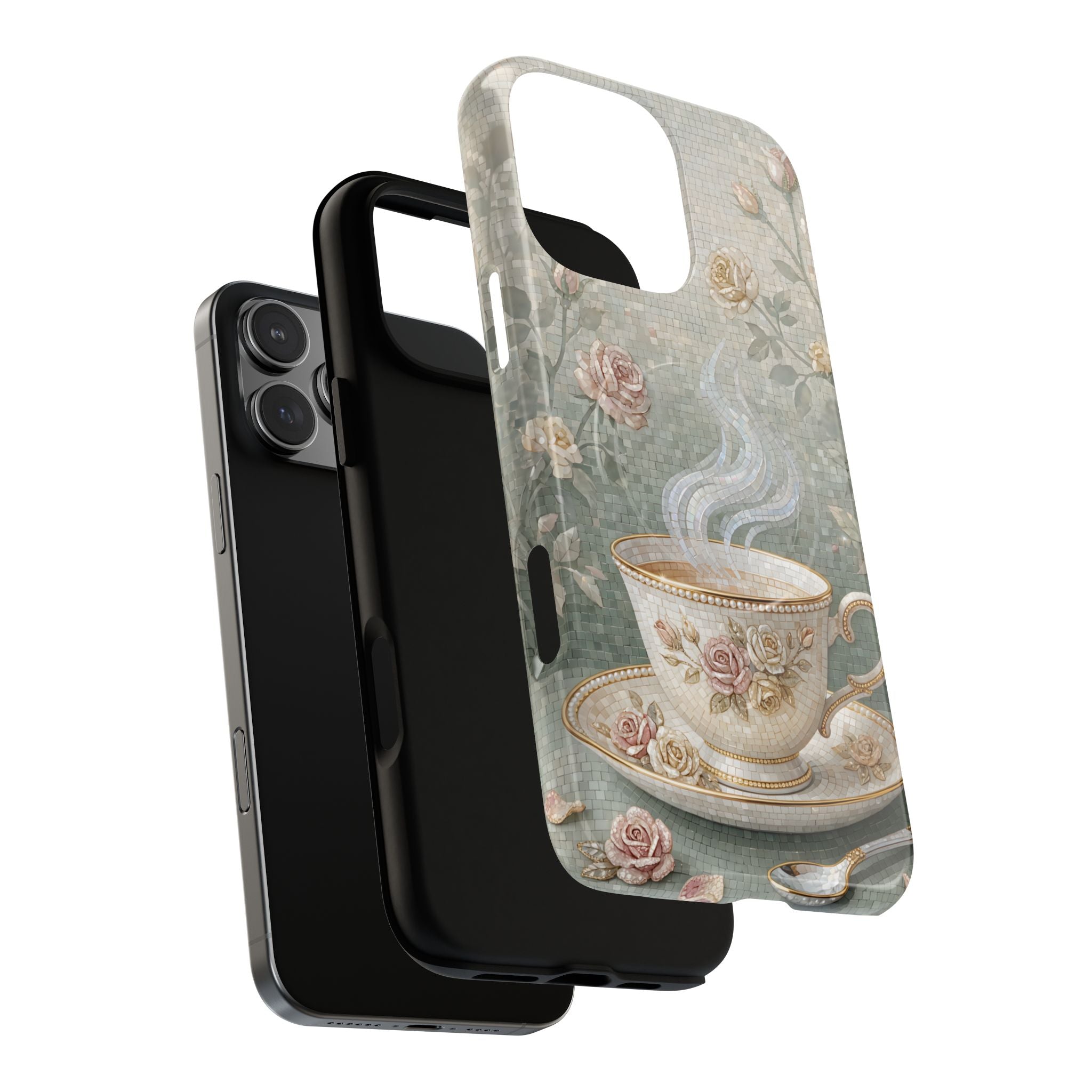 Vintage Floral Teacup MagSafe iPhone Case — Elegant Romantic Smartphone Cover