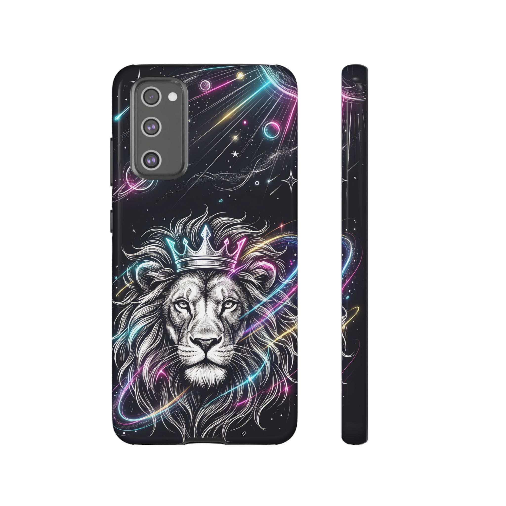 Galaxy Lion Samsung Galaxy Phone Case | Neon Crowned Lion Protective Case