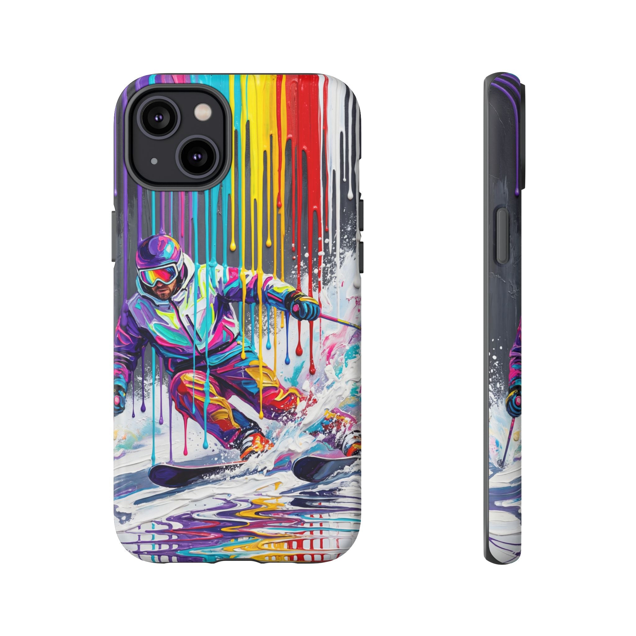 Colourful Skiing Drip Art Tough iPhone Case