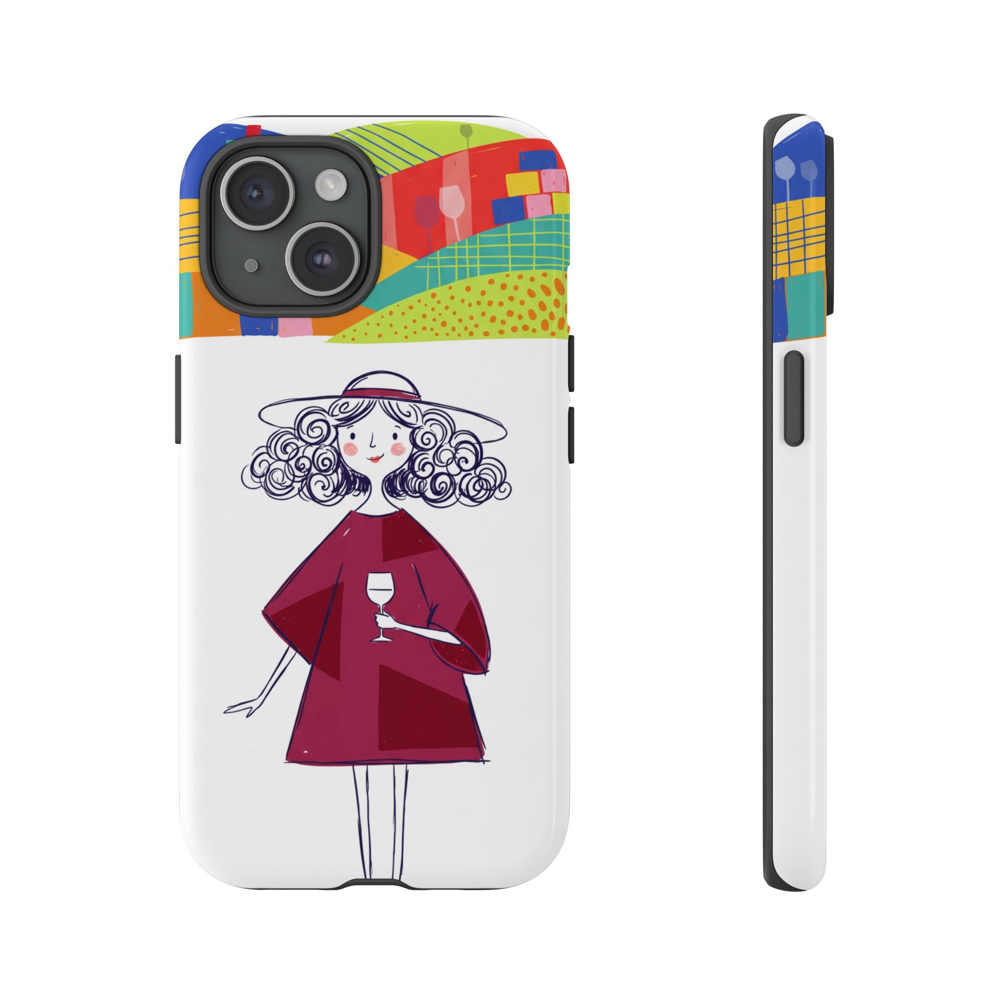 Colourful Artistic Wine Lady iPhone Case