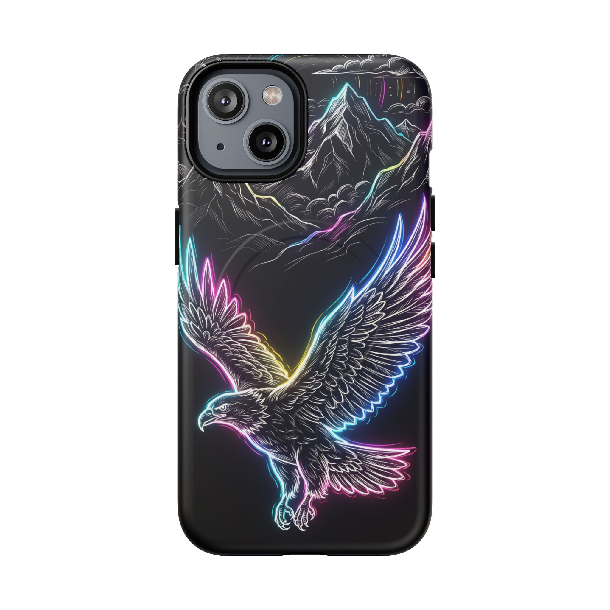Neon Eagle MagSafe iPhone Case with Mountain Design