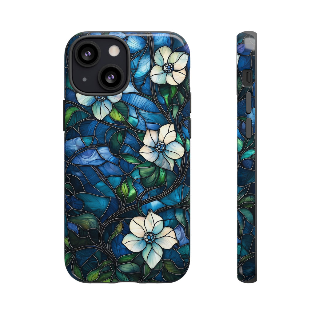 Floral Stained Glass iPhone Case – Blue Garden