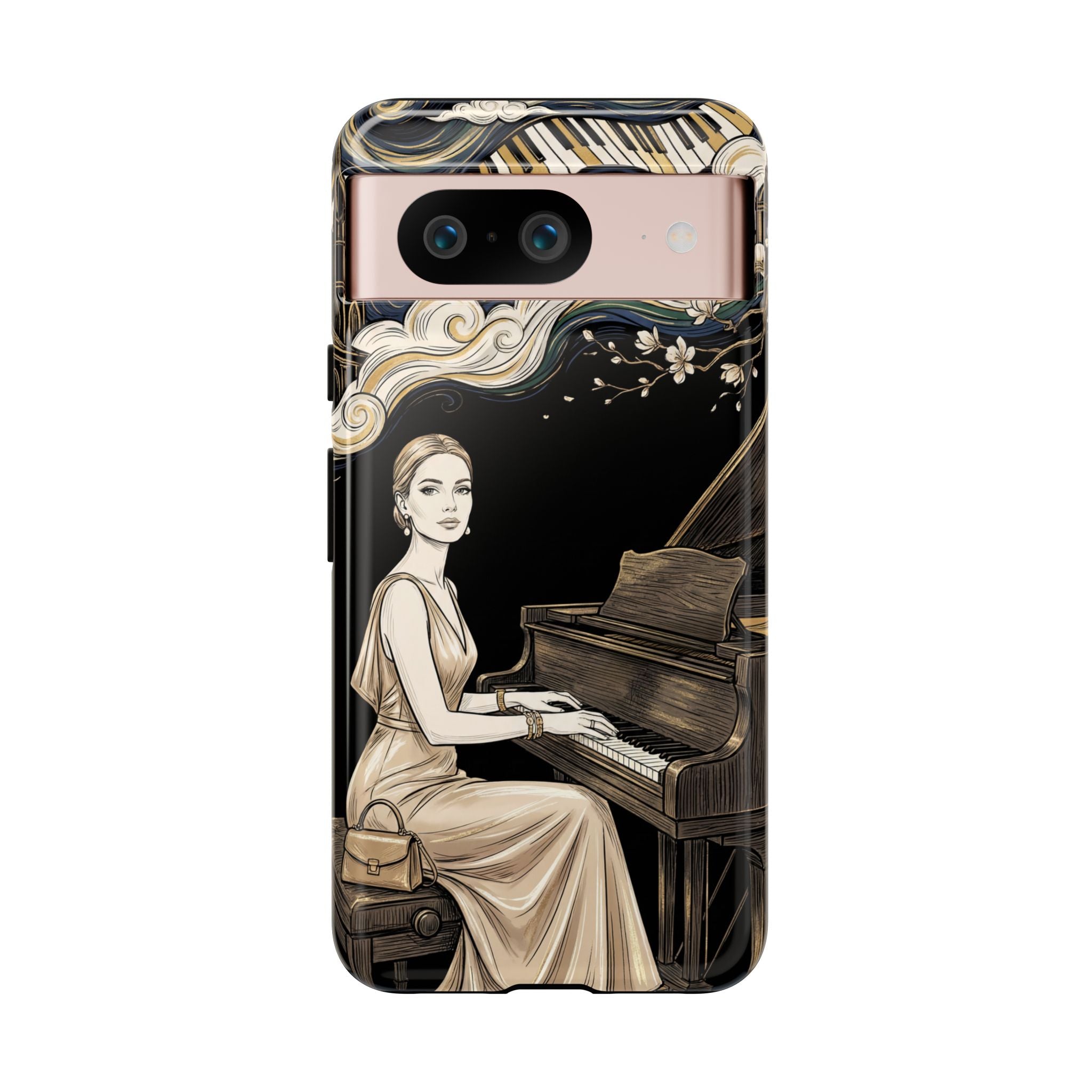Elegant Piano Woman Google Pixel Phone Case | Vintage Art Deco Music Design
