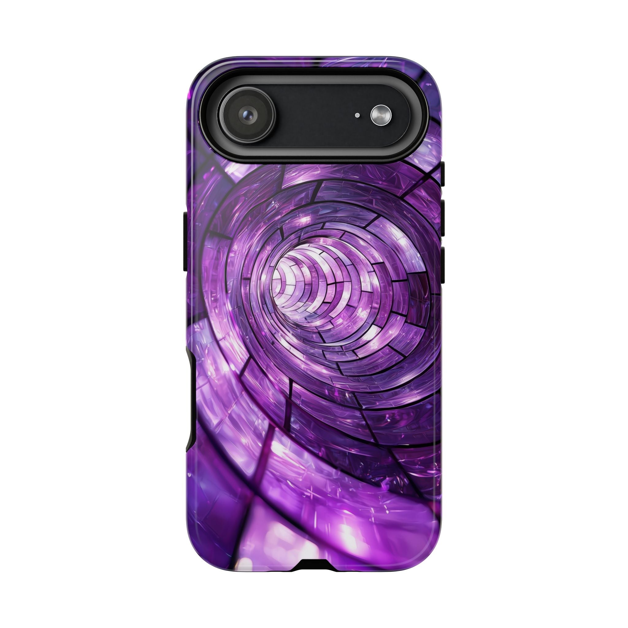 Purple Vortex Tough iPhone Case — Abstract Spiral Protective Cover
