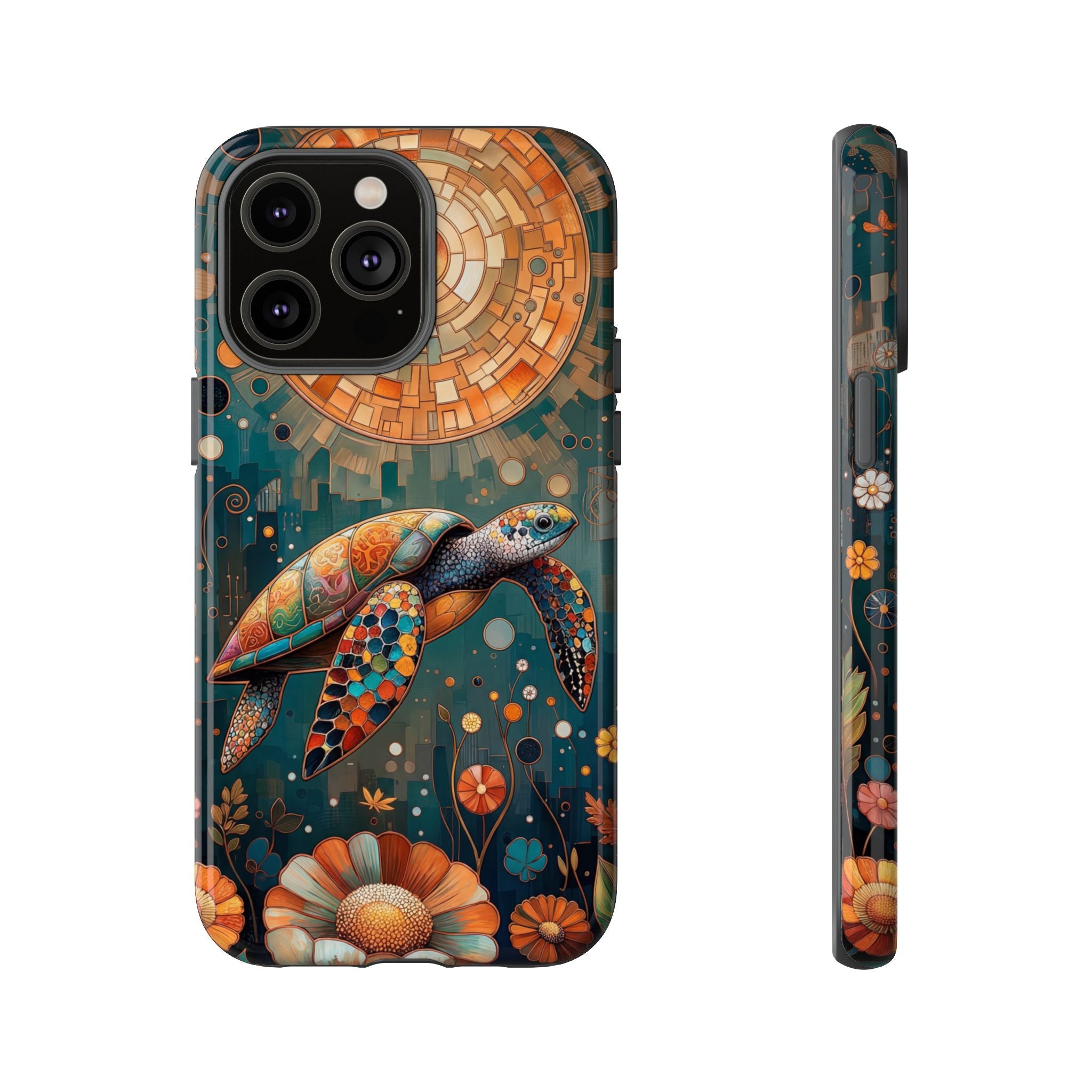 Sea Turtle Mosaic iPhone Case | Artistic Ocean Nature Protective Cover