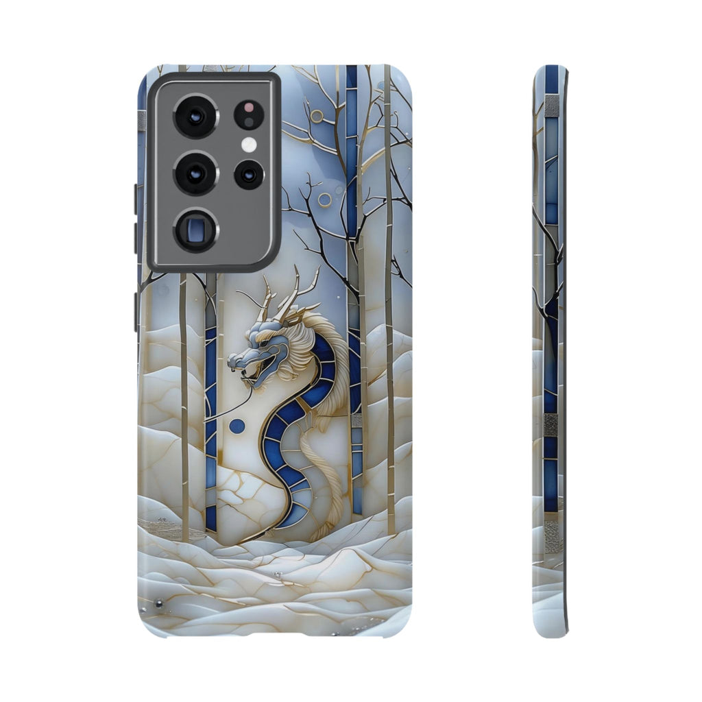 Dragon Stained Glass Samsung Galaxy Case — Blue Winter Forest Protective Cover
