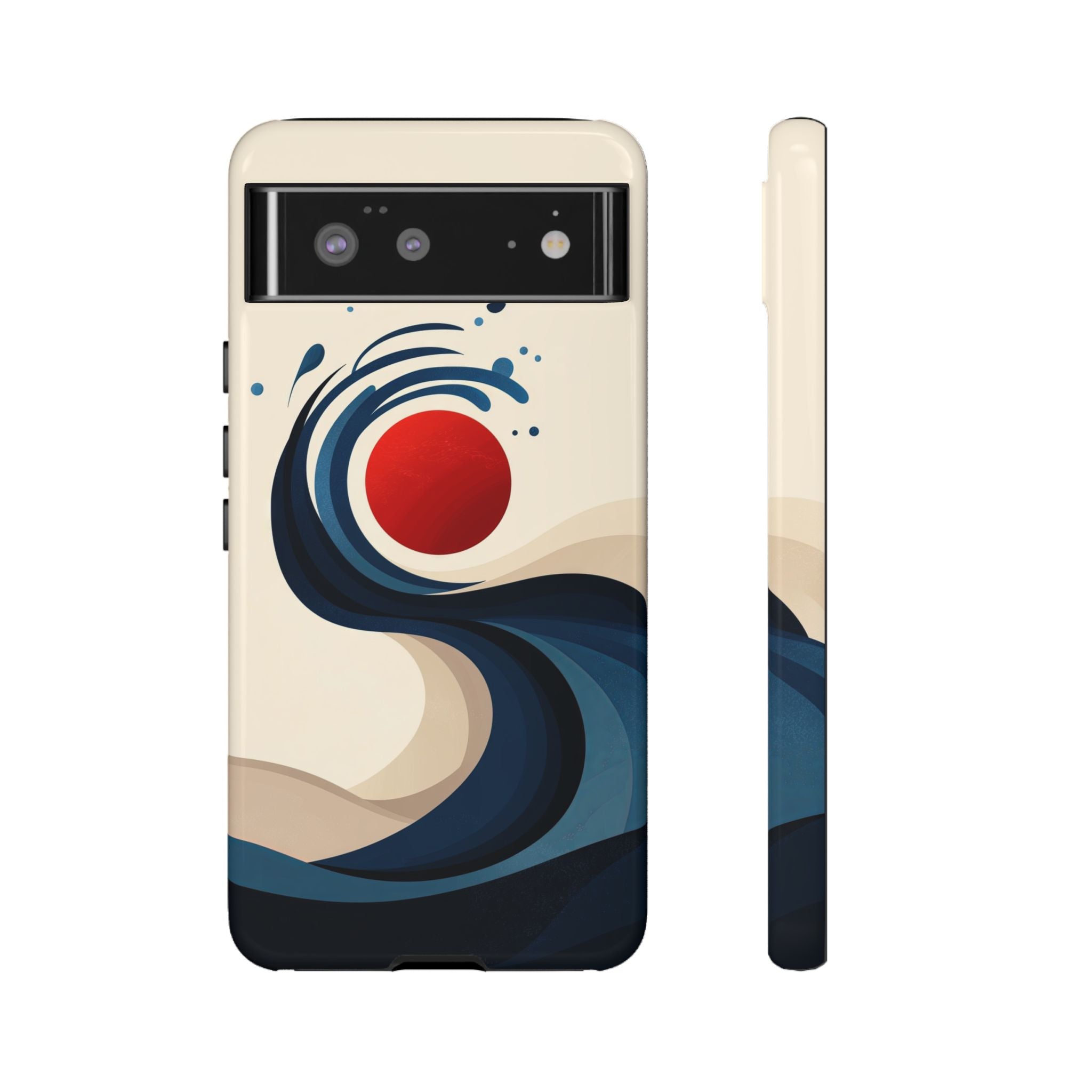 Abstract Wave Google Pixel Case | Red Sun Ocean Art