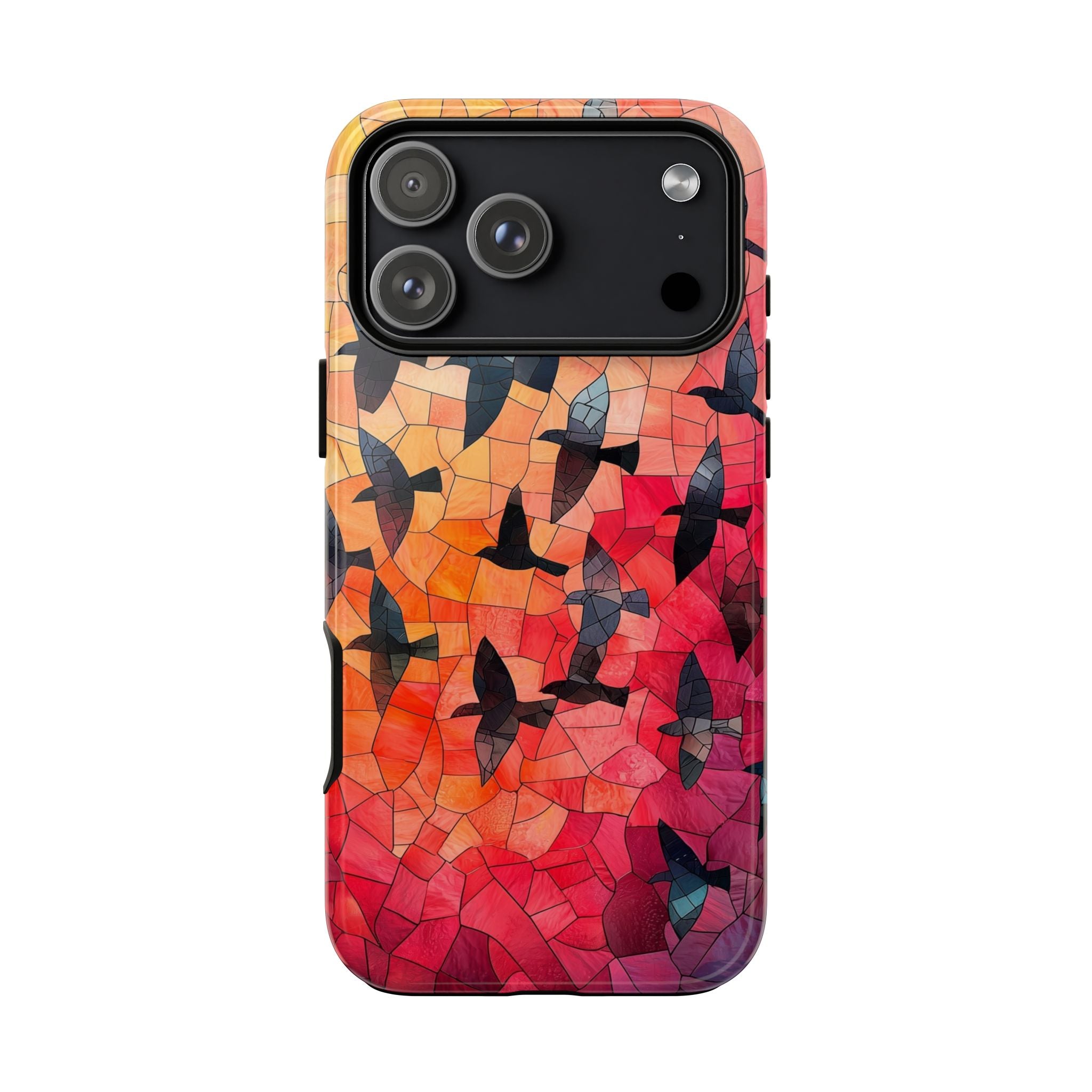 Stained Glass Mosaic Sunset Birds iPhone Case
