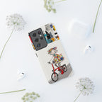 Whimsical Girl on Brompton Bicycle Urban Illustration Samsung Galaxy Phone Case