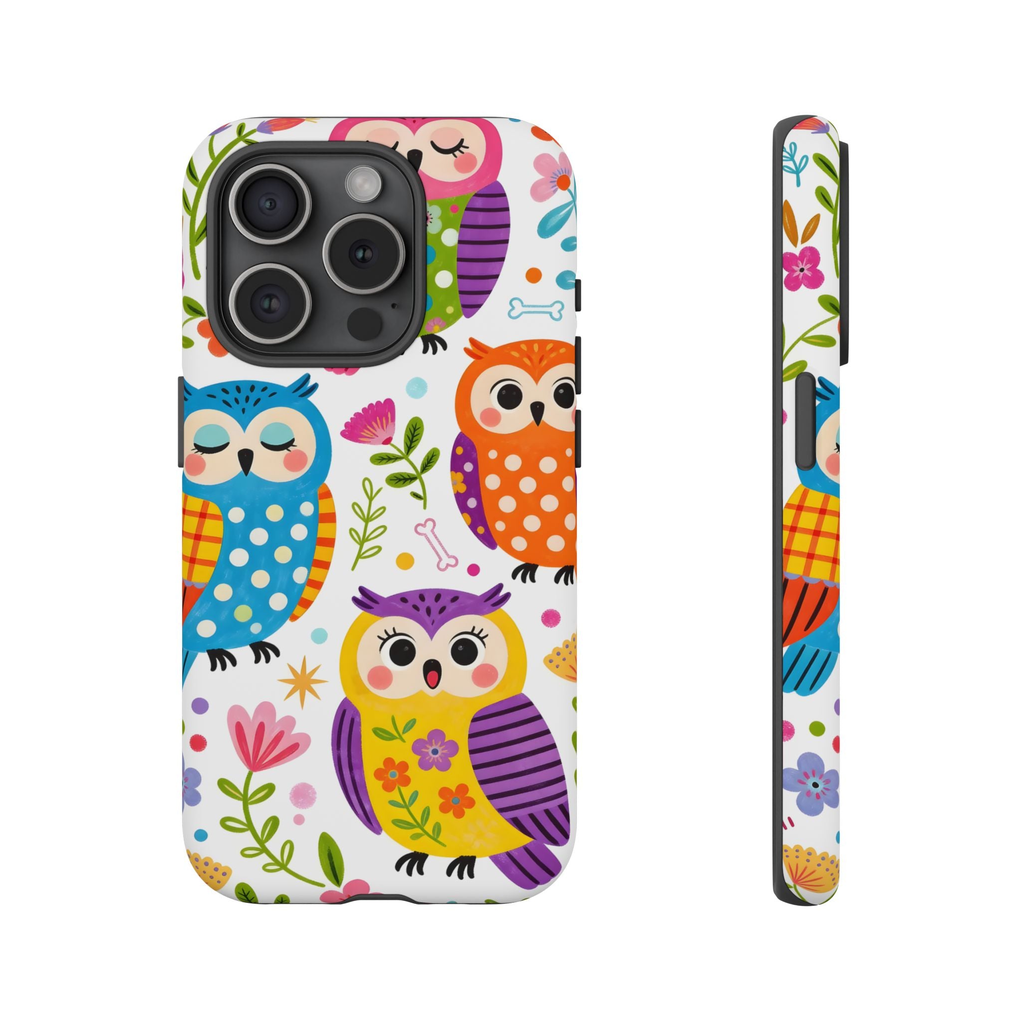 Cute Colorful Owls iPhone Case | Cute Owl Pattern Tough Case