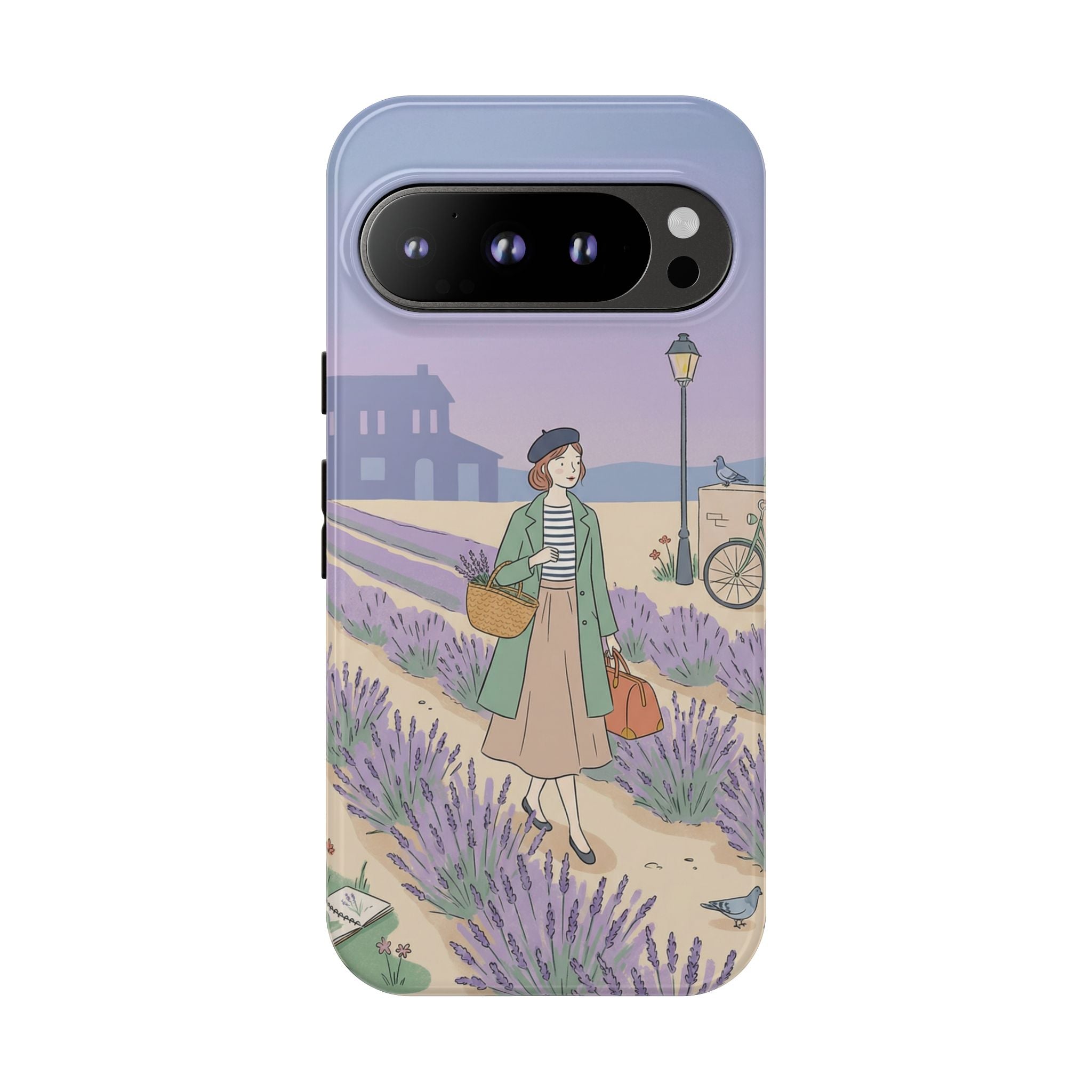 Lavender Field Google Pixel Phone Case | Vintage Travel Illustration Protective Case