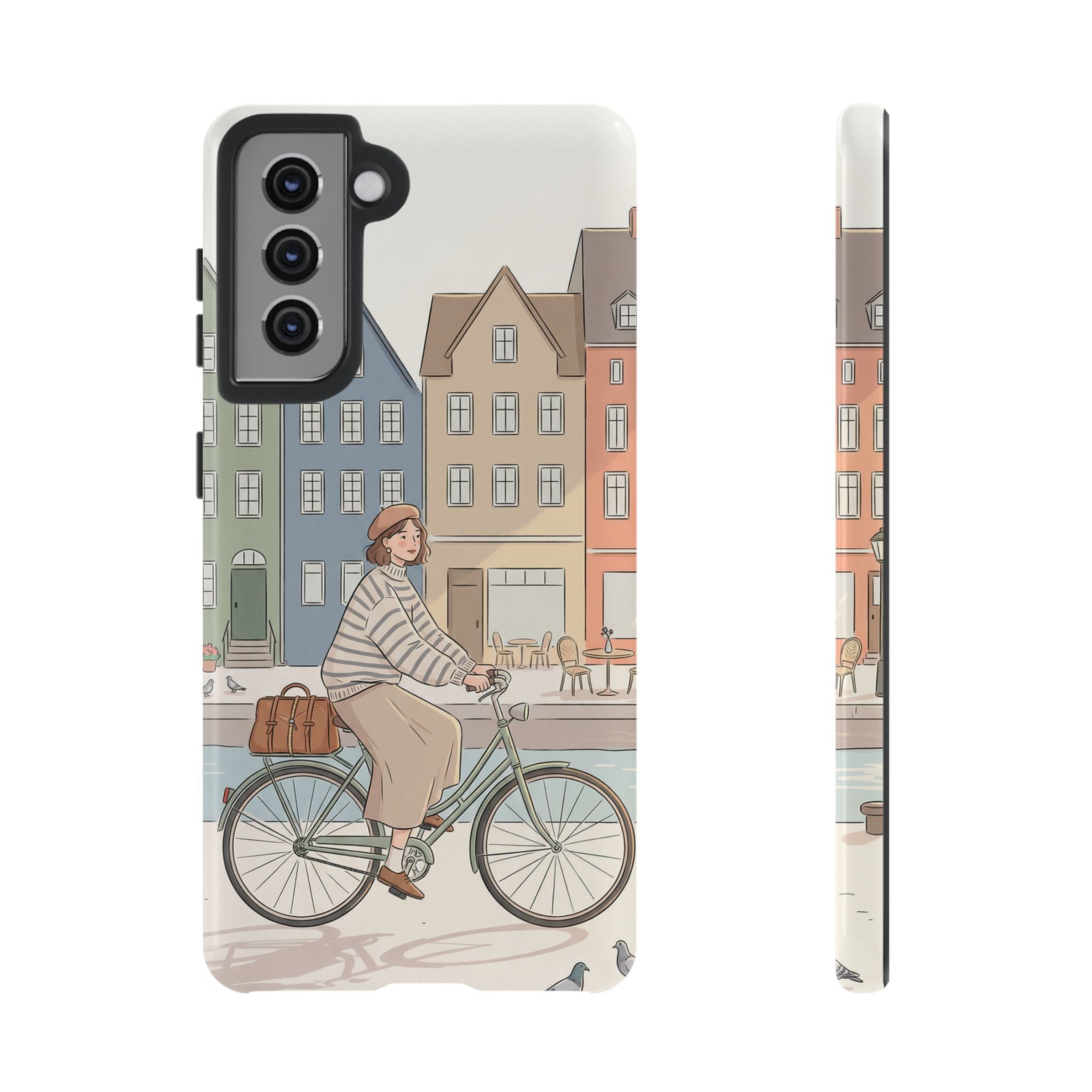 City Bike Samsung Galaxy Phone Case | Cozy European Street Illustration Tough Cases