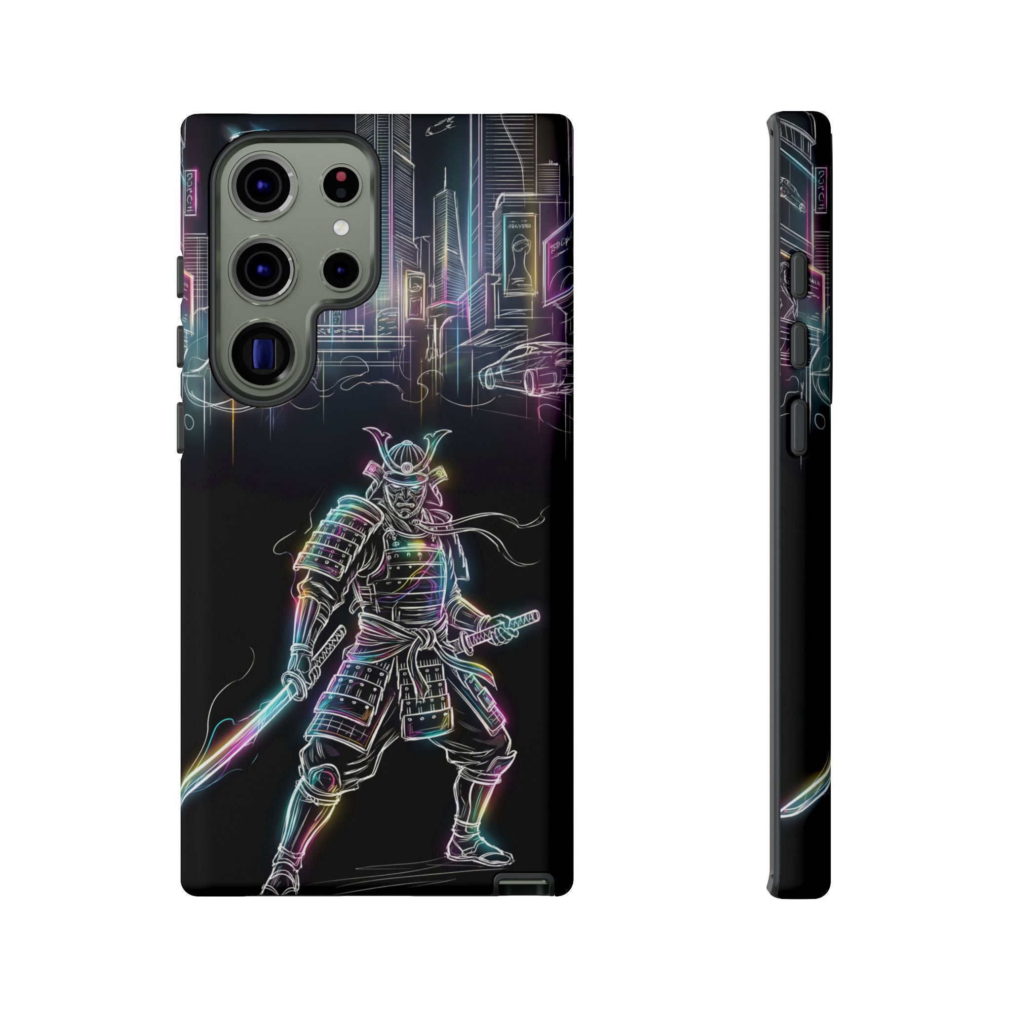 Neon Samurai Samsung Galaxy Phone Case | Cyberpunk City Armor