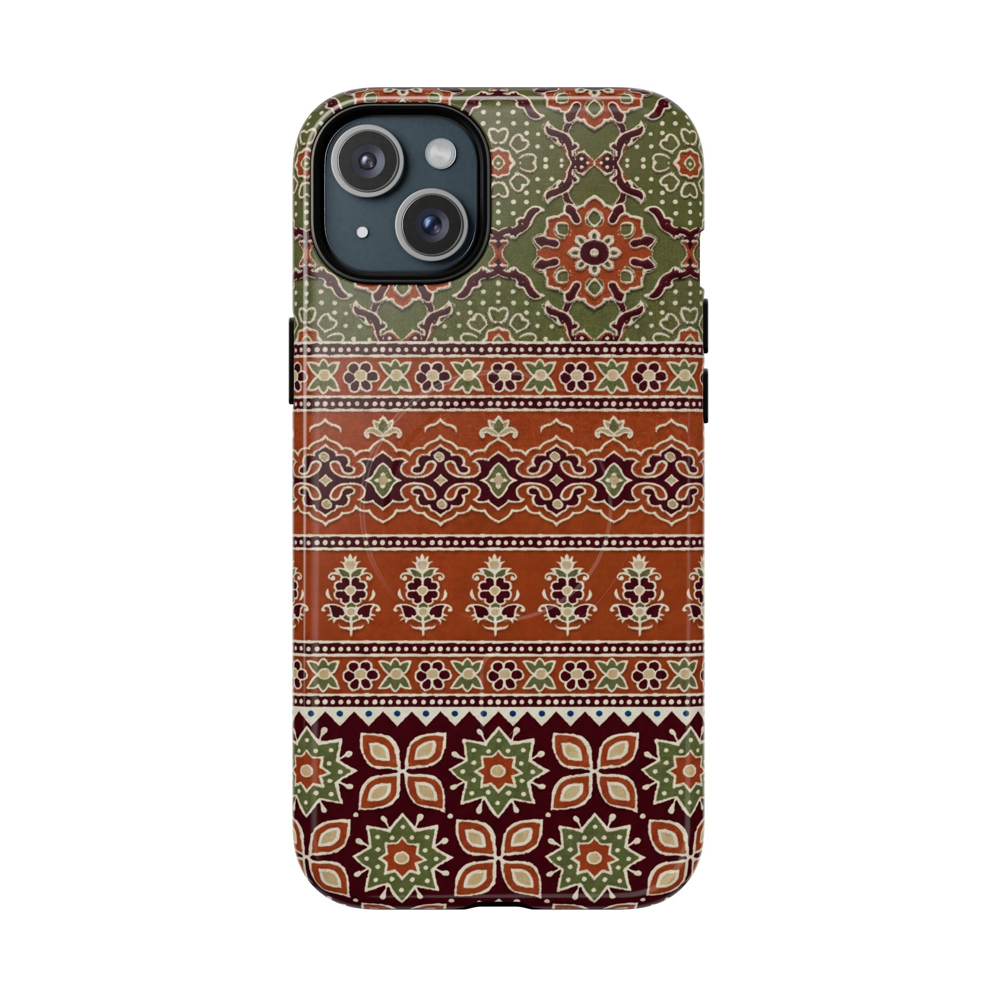 Batik Floral Protective Tough MagSafe iPhone Case