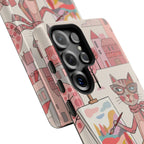 Artistic Cat Samsung Galaxy Phone Case | Painter Kitty Illustration Tough Case