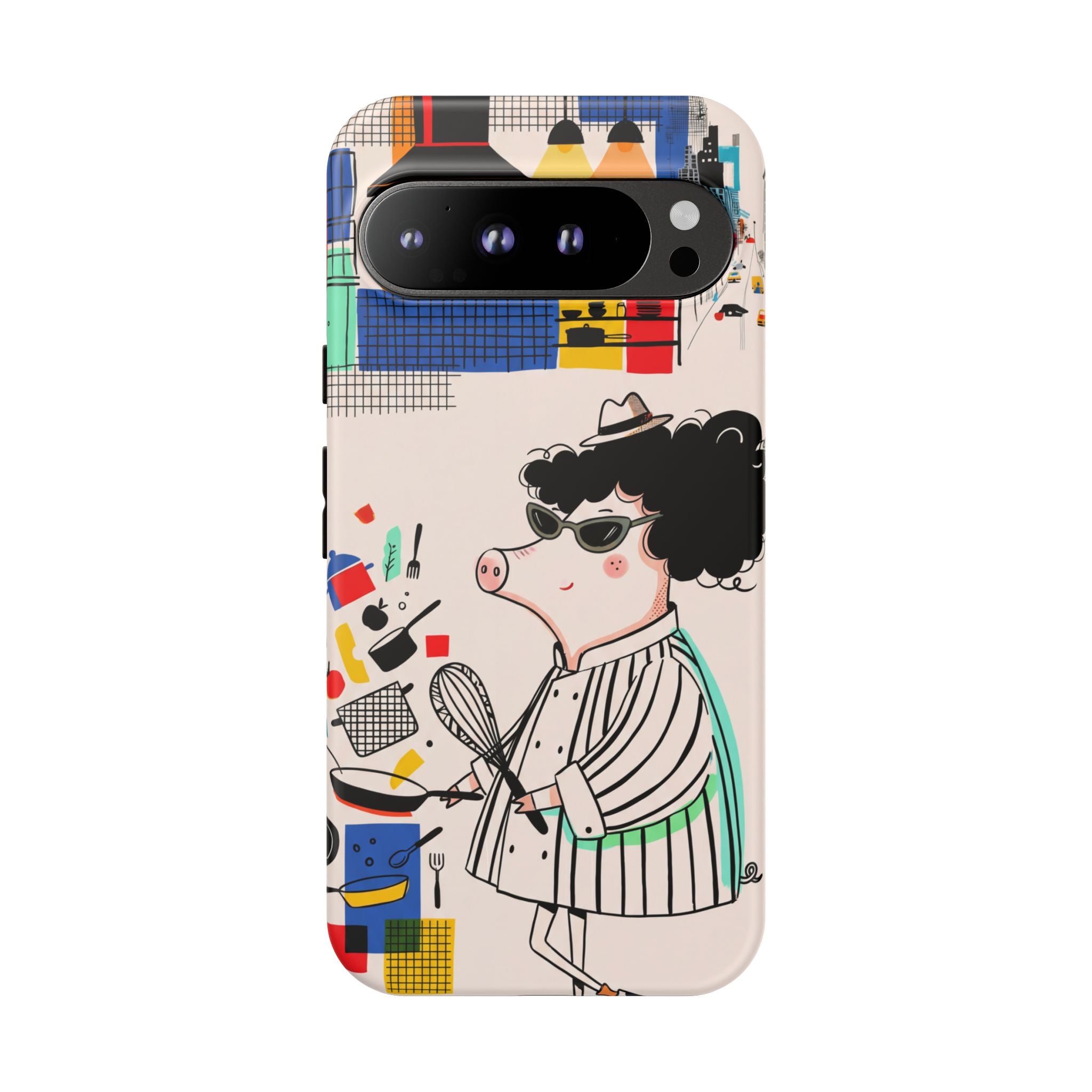 Cute Chef Pig Google Pixel Phone Case | Quirky Cartoon Kitchen Art Tough Case