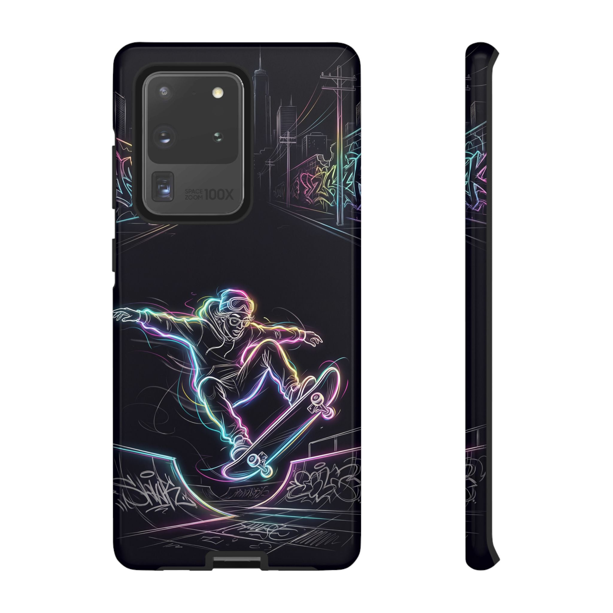 Neon Skateboard Samsung Galaxy Phone Case | Glow Skatepark Protective Cover