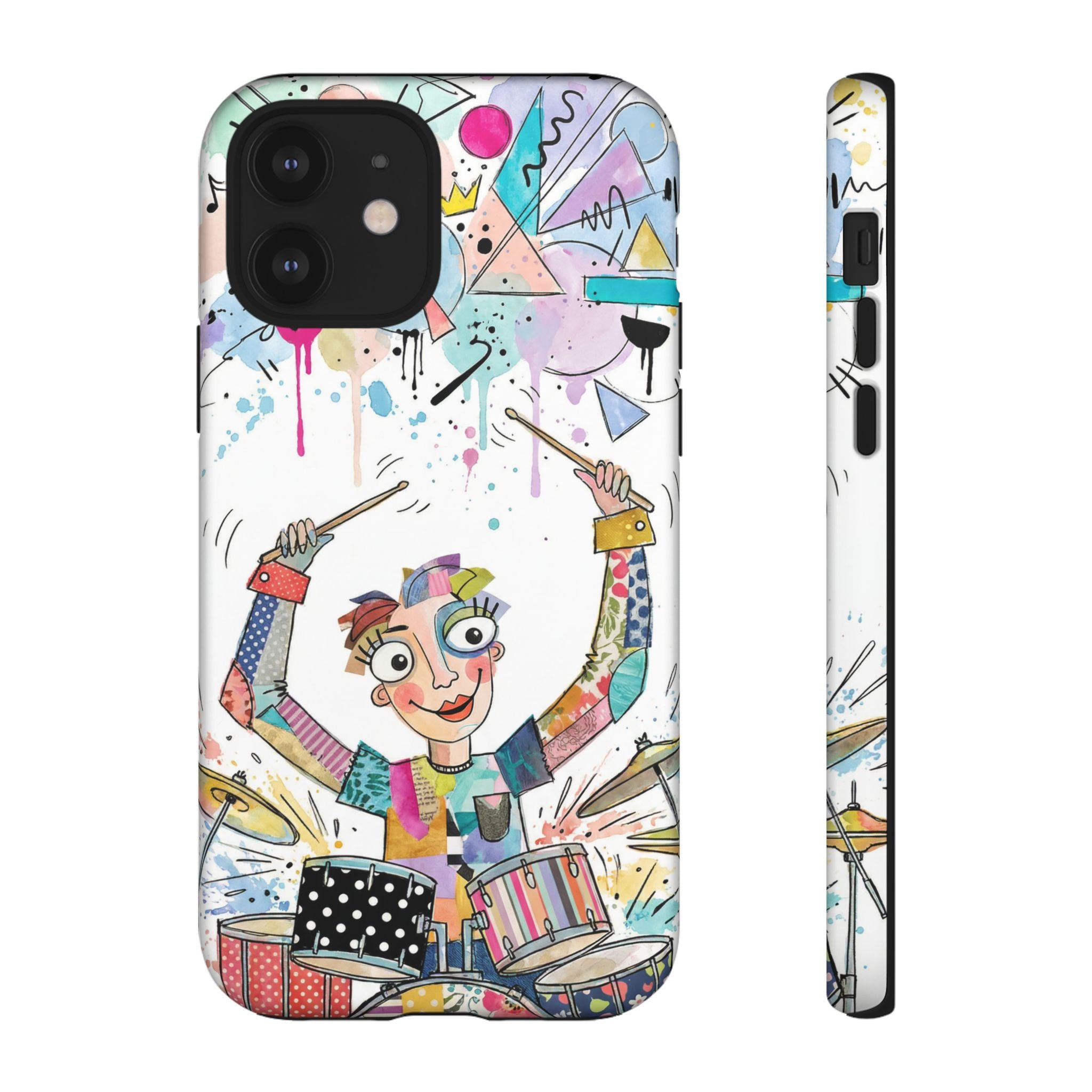 Drummer Boy iPhone Case | Colorful Cartoon Drum Kit Protective Cover