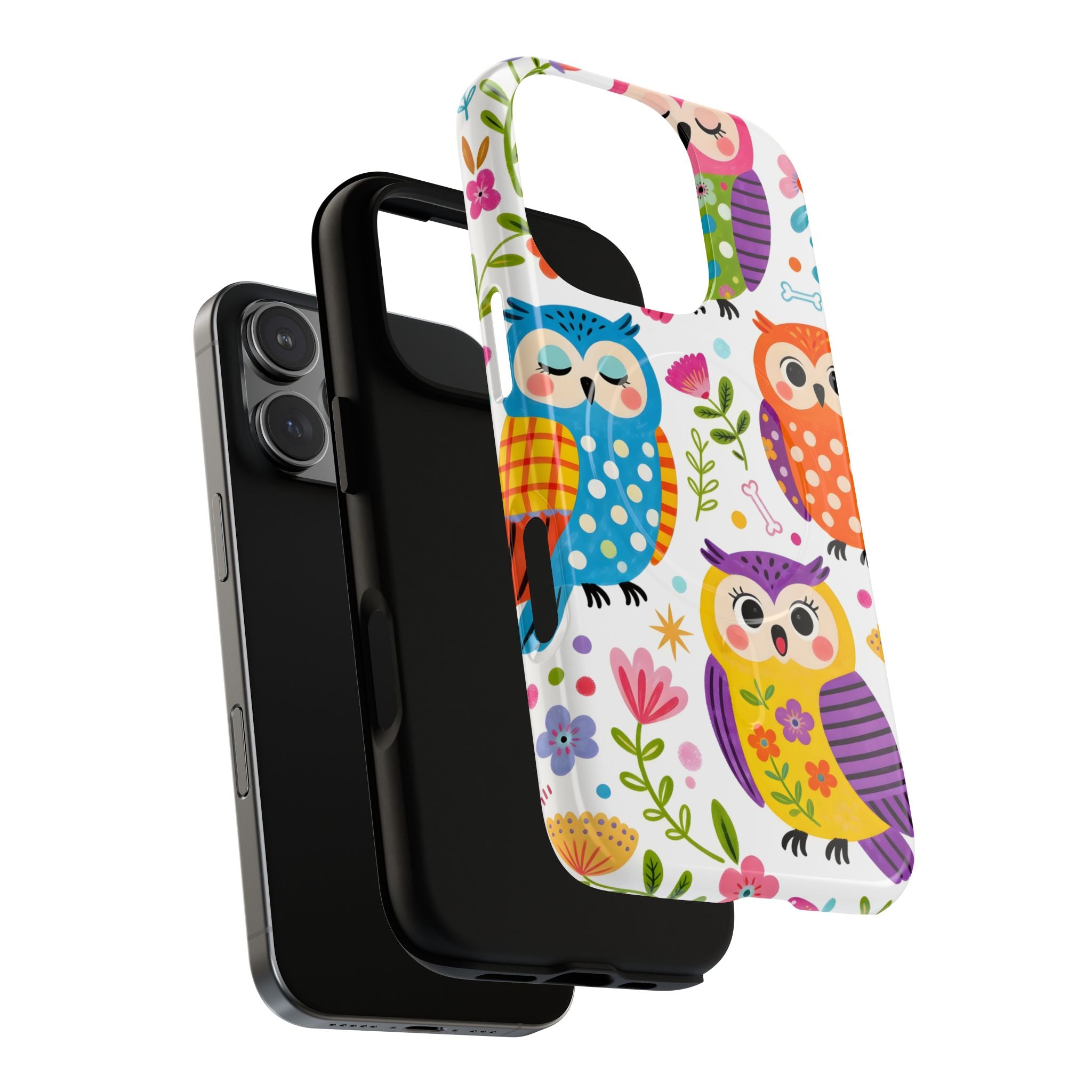 Cute Colorful Owls MagSafe iPhone Case | Cute Owl Pattern Tough Case