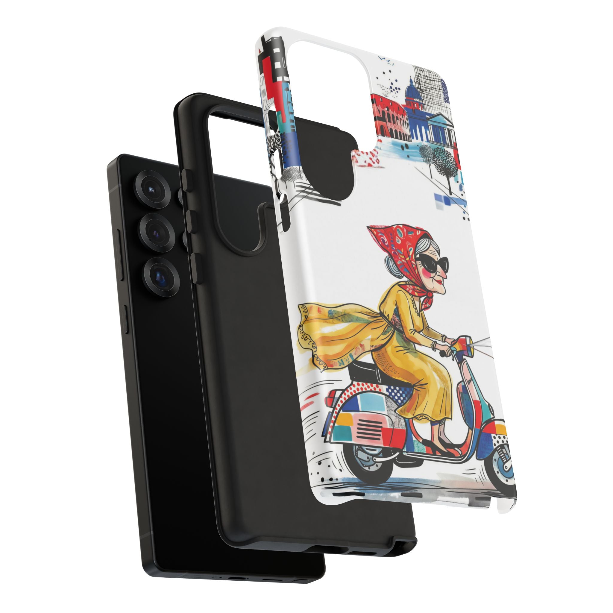 Vintage Vespa Granny Samsung Galaxy Phone Case | Retro Scooter Travel iPhone Cover