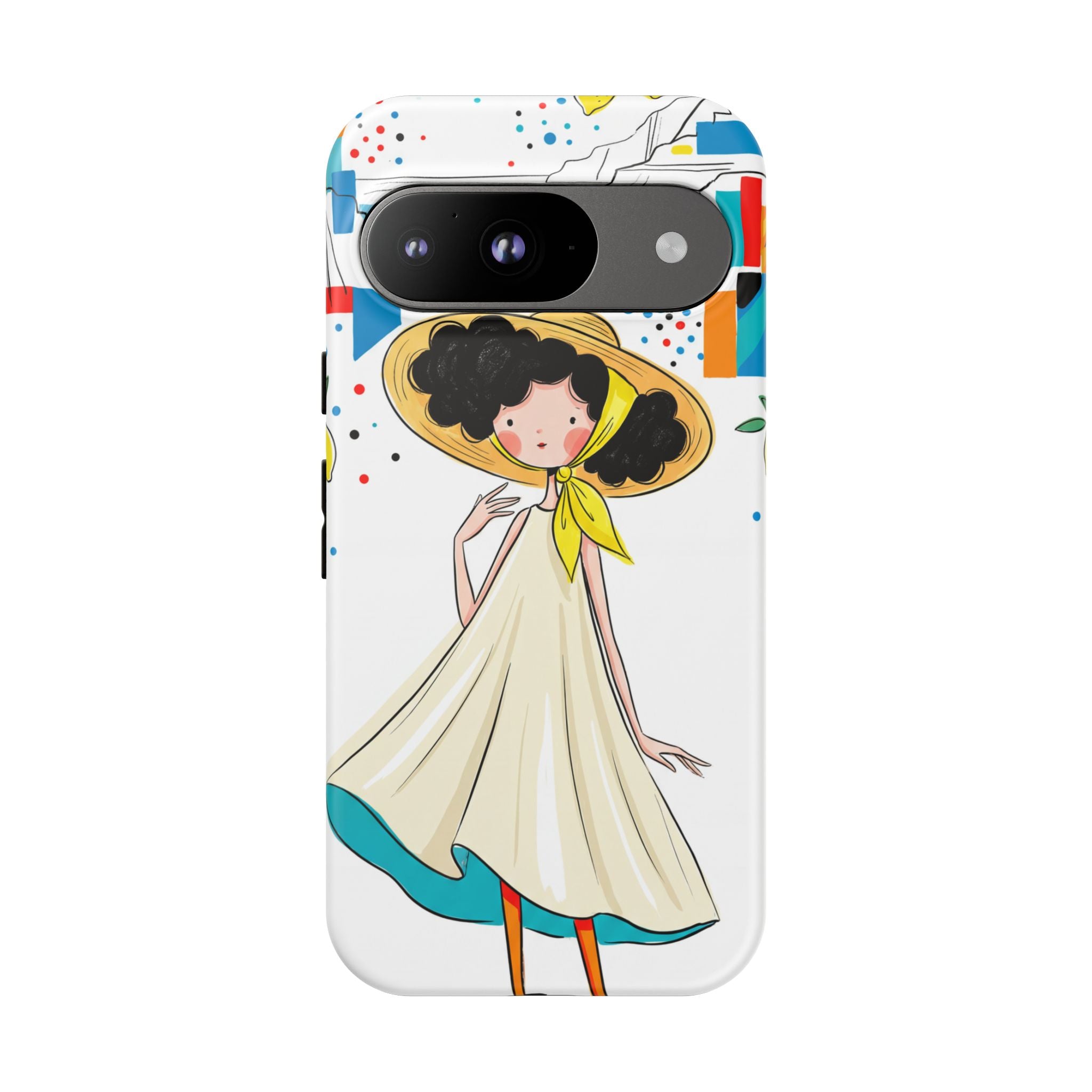 Cute Summer Girl Google Pixel Phone Case | Whimsical Coastal Illustration Protective Case