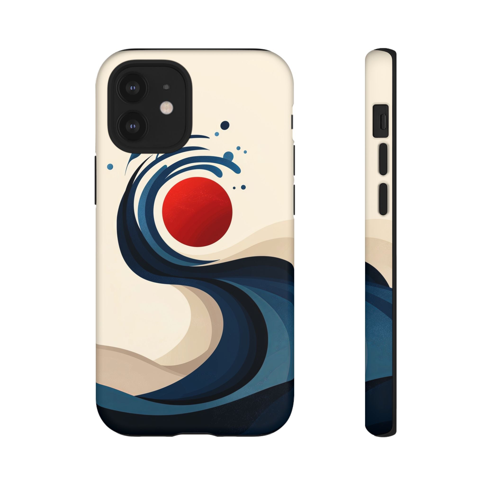 Abstract Wave iPhone Case | Red Sun Ocean Art
