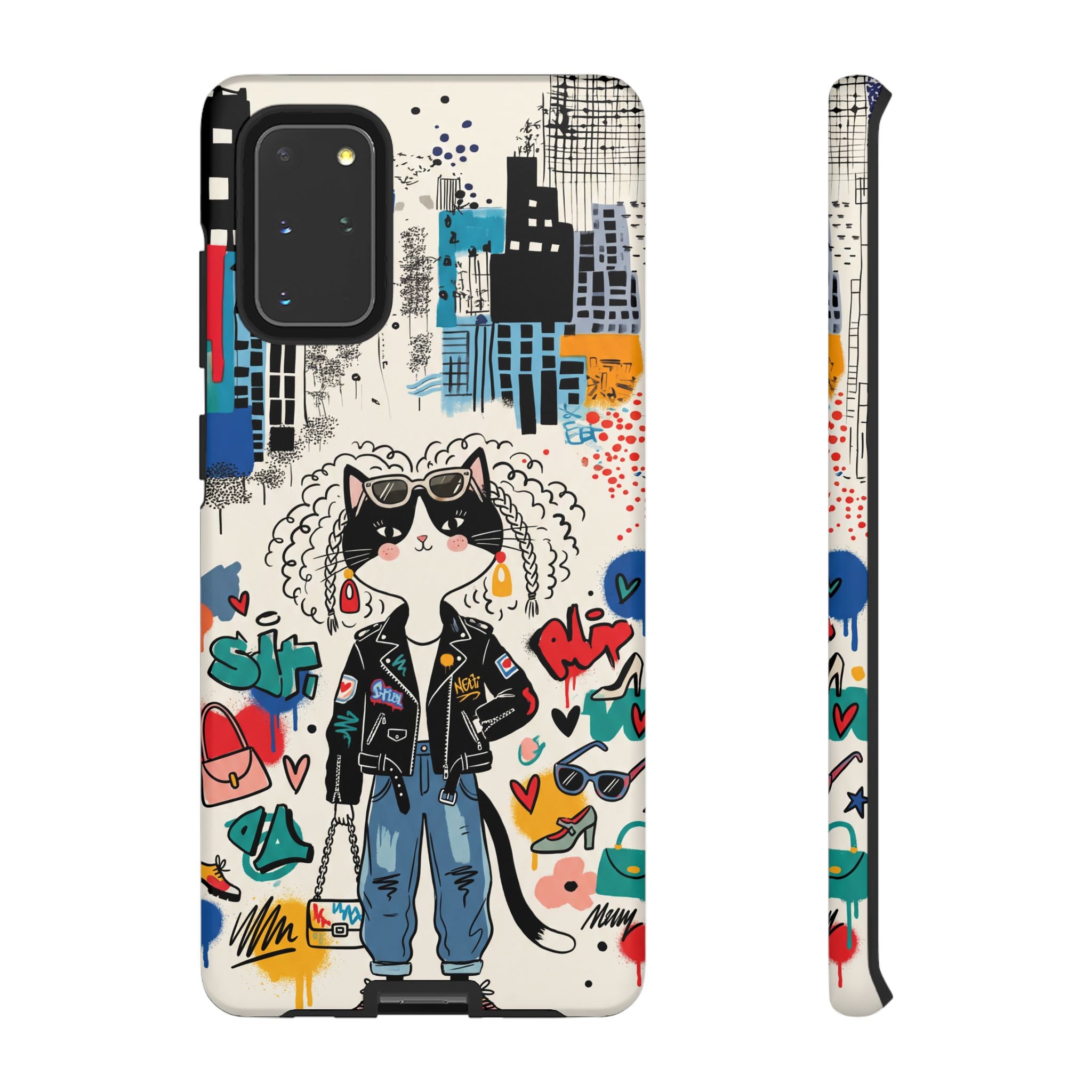 Punk City Cat Graffiti Design Samsung Galaxy Phone Case