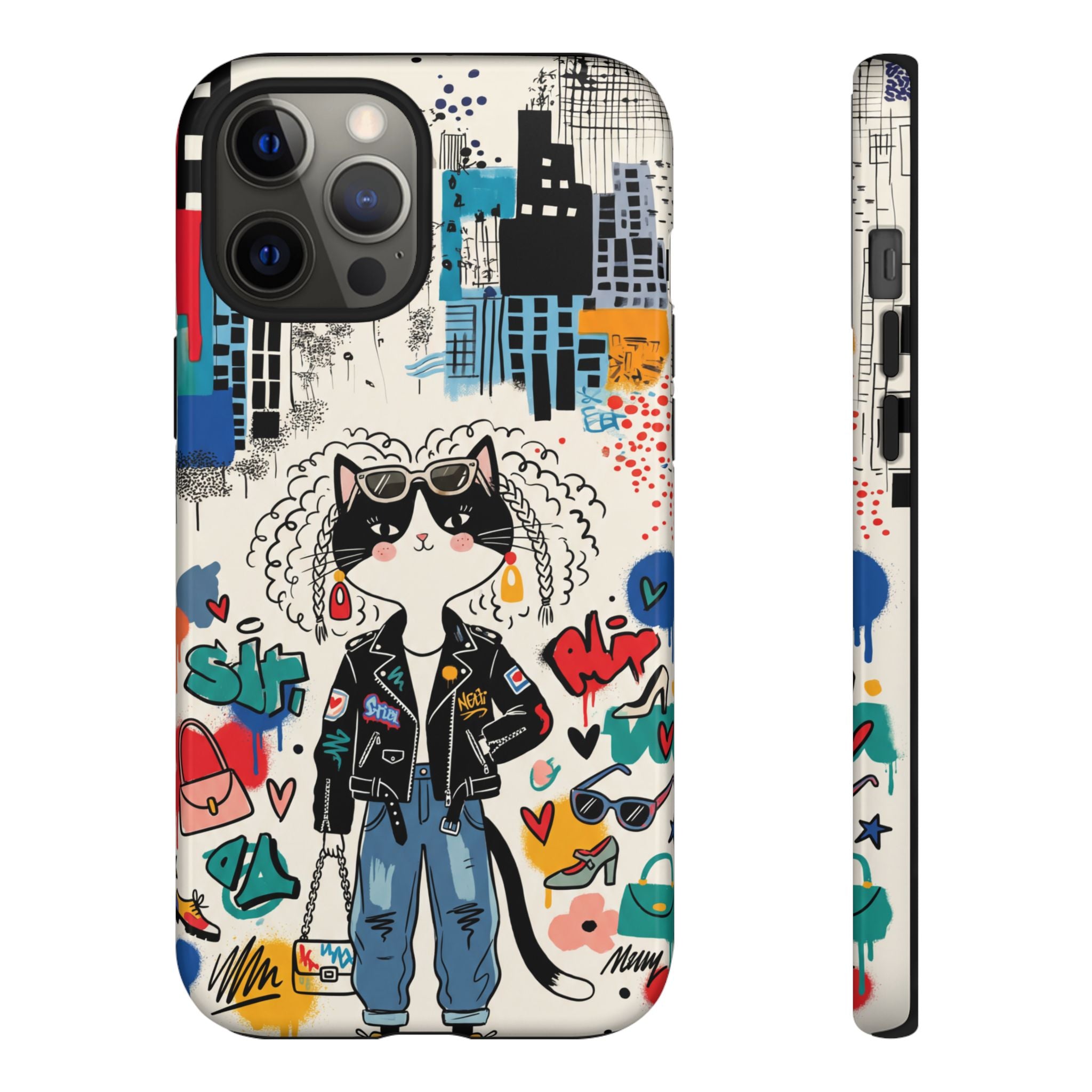 Punk City Cat Graffiti Design iPhone Case