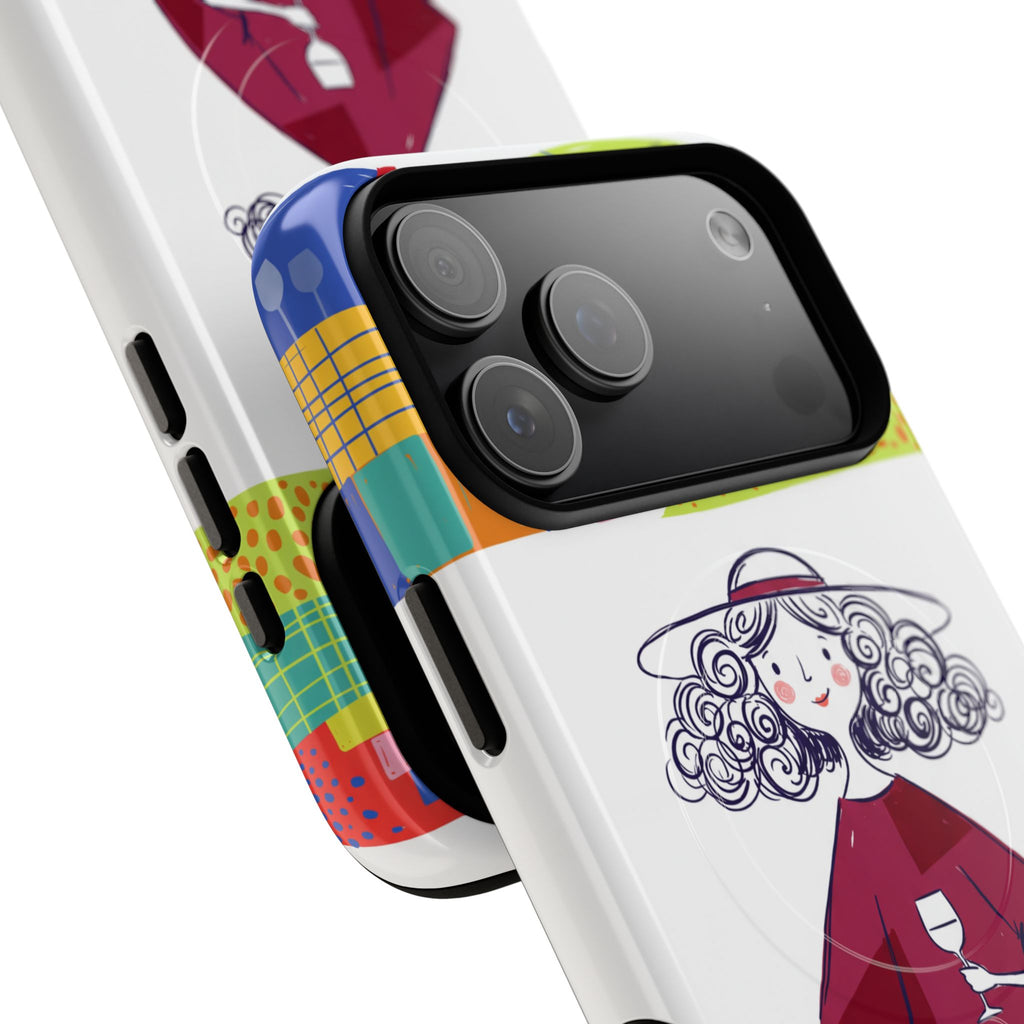 Colourful Artistic Wine Lady MagSafe iPhone Case