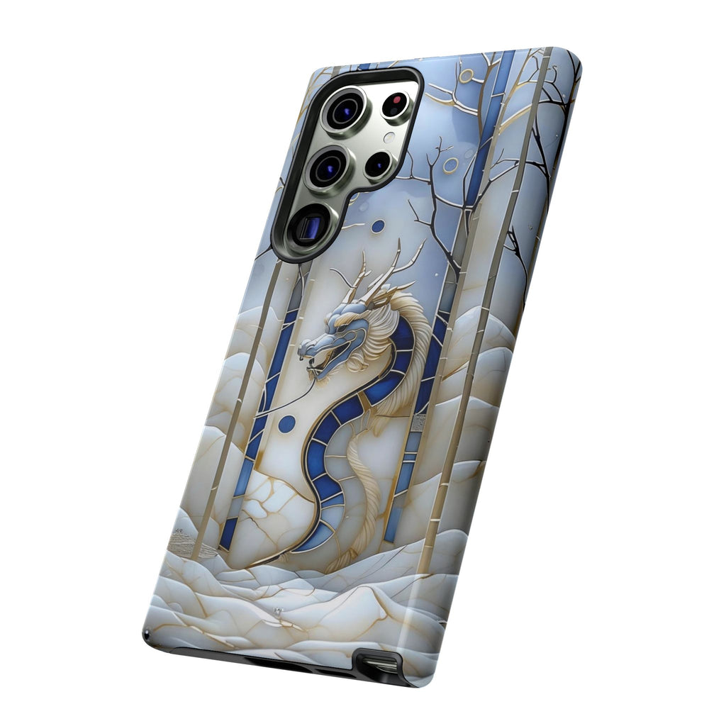 Dragon Stained Glass Samsung Galaxy Case — Blue Winter Forest Protective Cover