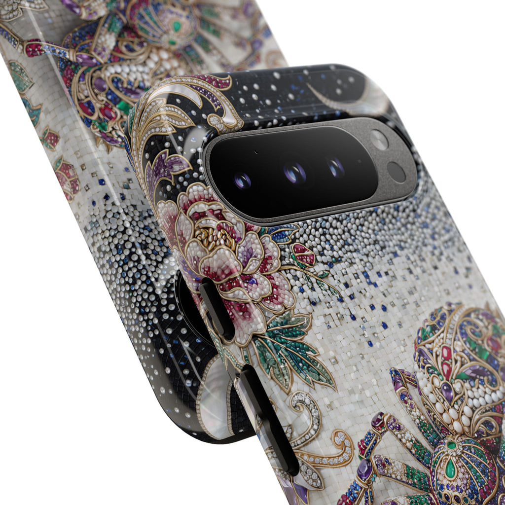 Gemstone Spider Moon Google Pixel Phone Case | Boho Floral Protective Tough Case