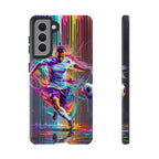 Soccer Player Neon Art Samsung Galaxy Phone Case | Vibrant Football Kick Protective Cover