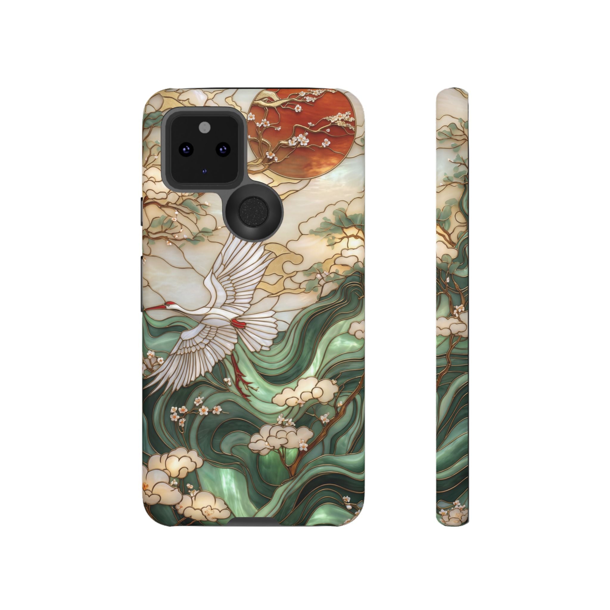 Cranes & Waves Protective Google Pixel Case | Japanese-Inspired Art Phone Cover