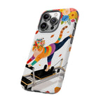 Cat Pilates iPhone Case | Floral Rainbow Cat on Reformer