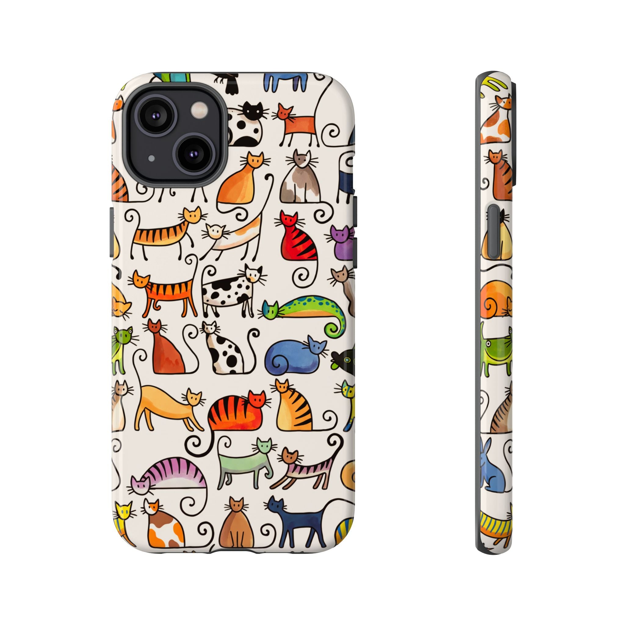 Cat Pattern Tough iPhone Case | Colourful Cartoon Cats