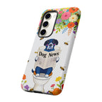 Dog News Floral Samsung Galaxy Phone Case | Cute Dog on Toilet Pattern, Spring Floral