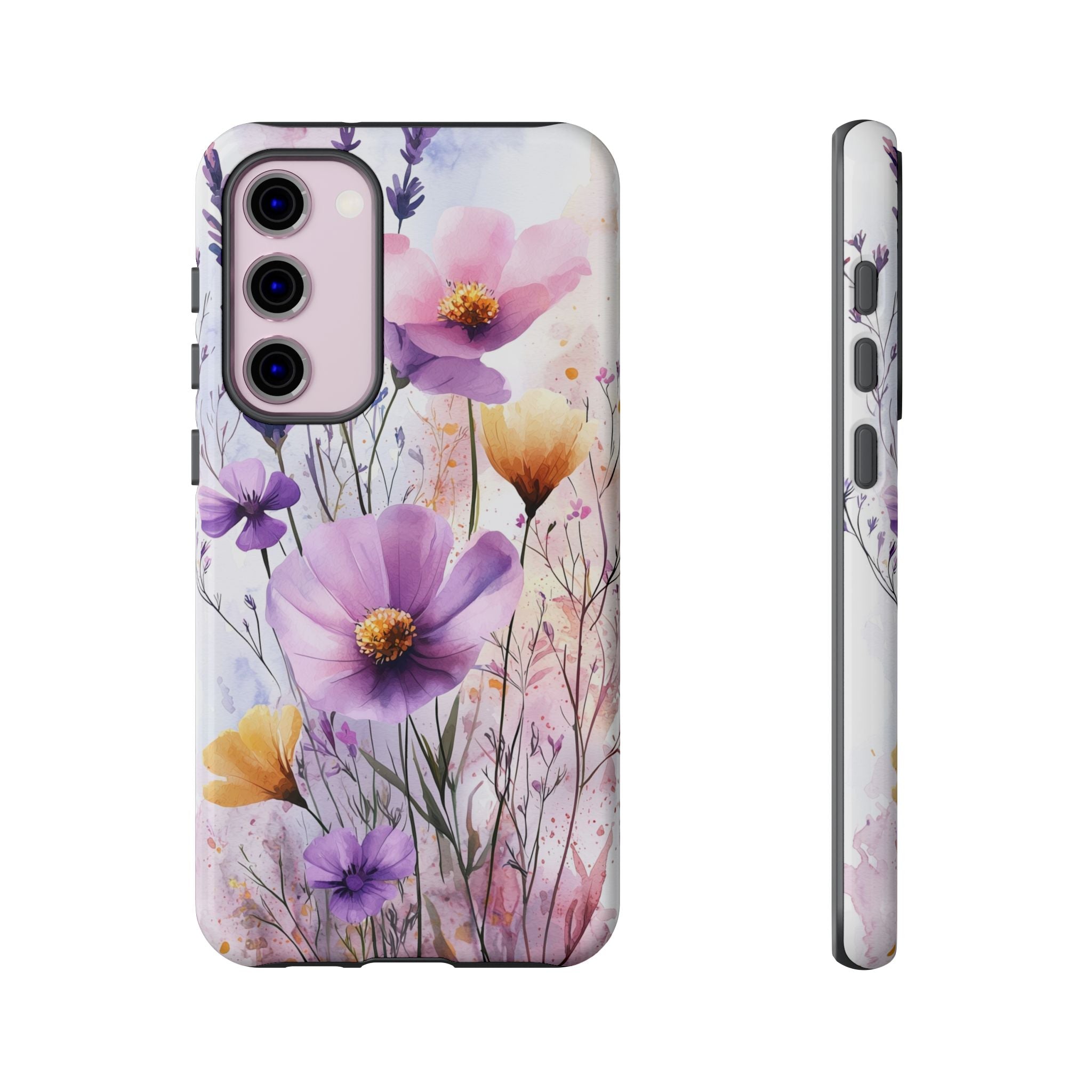 Floral Watercolour Tough Samsung Galaxy Case | Purple & Yellow Wildflowers