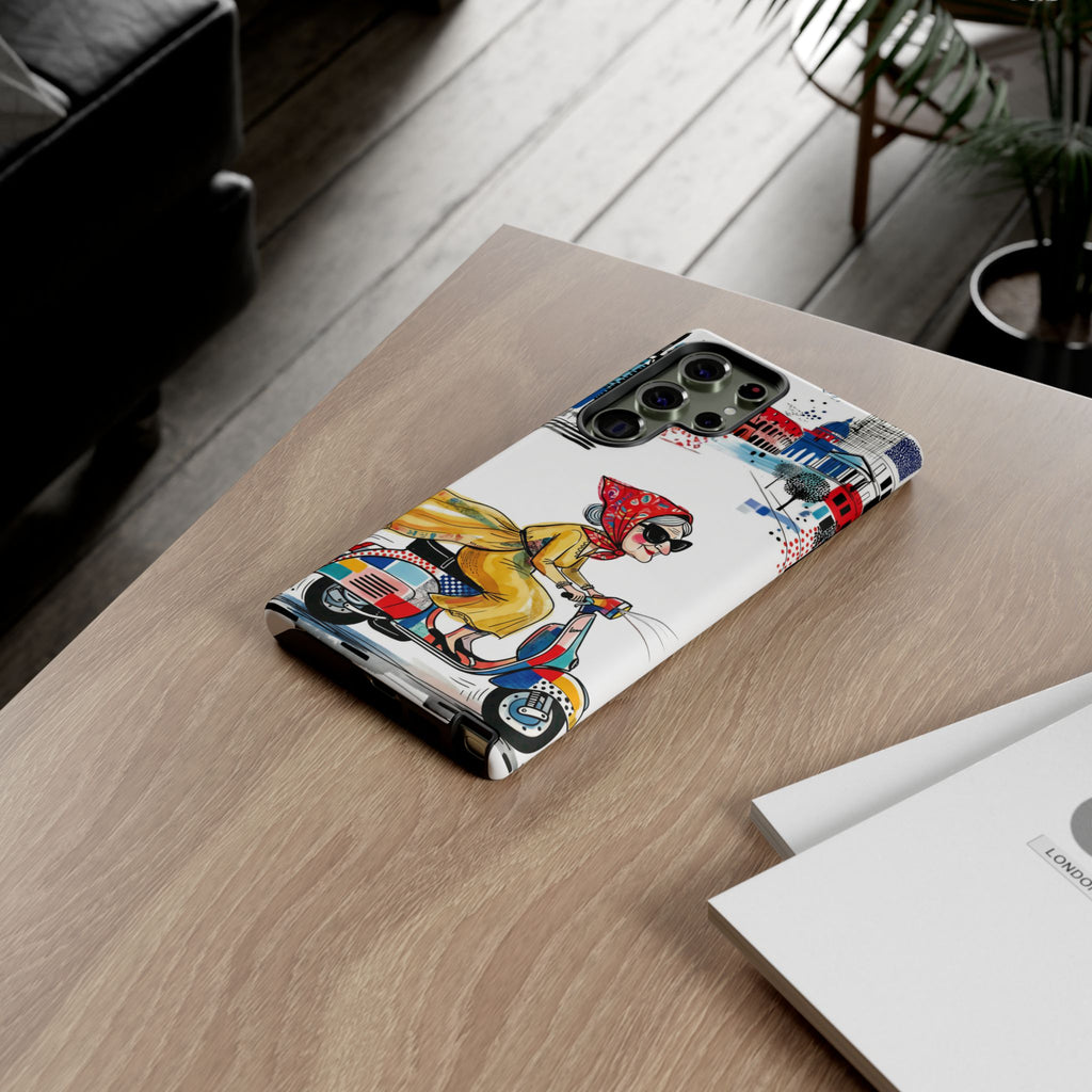 Vintage Vespa Granny Samsung Galaxy Phone Case | Retro Scooter Travel iPhone Cover
