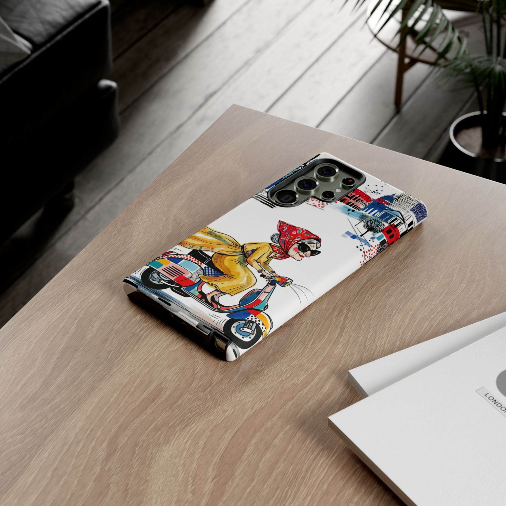 Vintage Vespa Granny Samsung Galaxy Phone Case | Retro Scooter Travel iPhone Cover