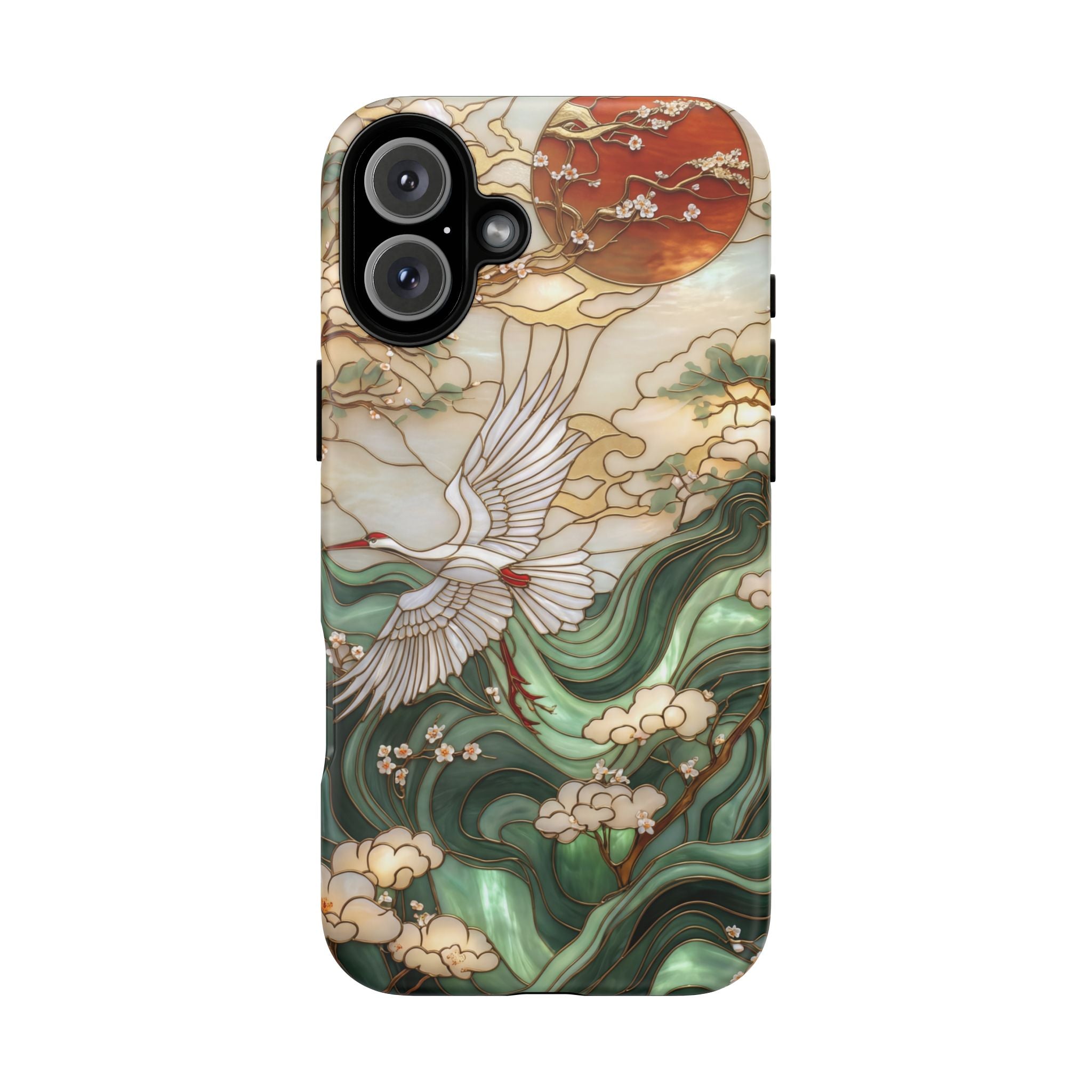 Cranes & Waves Protective iPhone Case | Japanese-Inspired Art Phone Cover