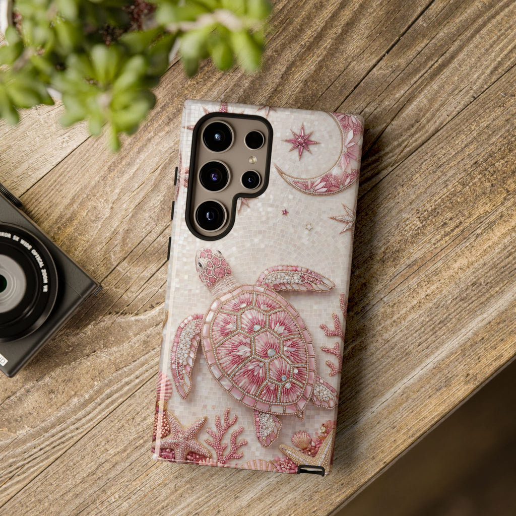 Pink Sea Turtle Shell Beachy Protective Samsung Galaxy Phone Case Cover