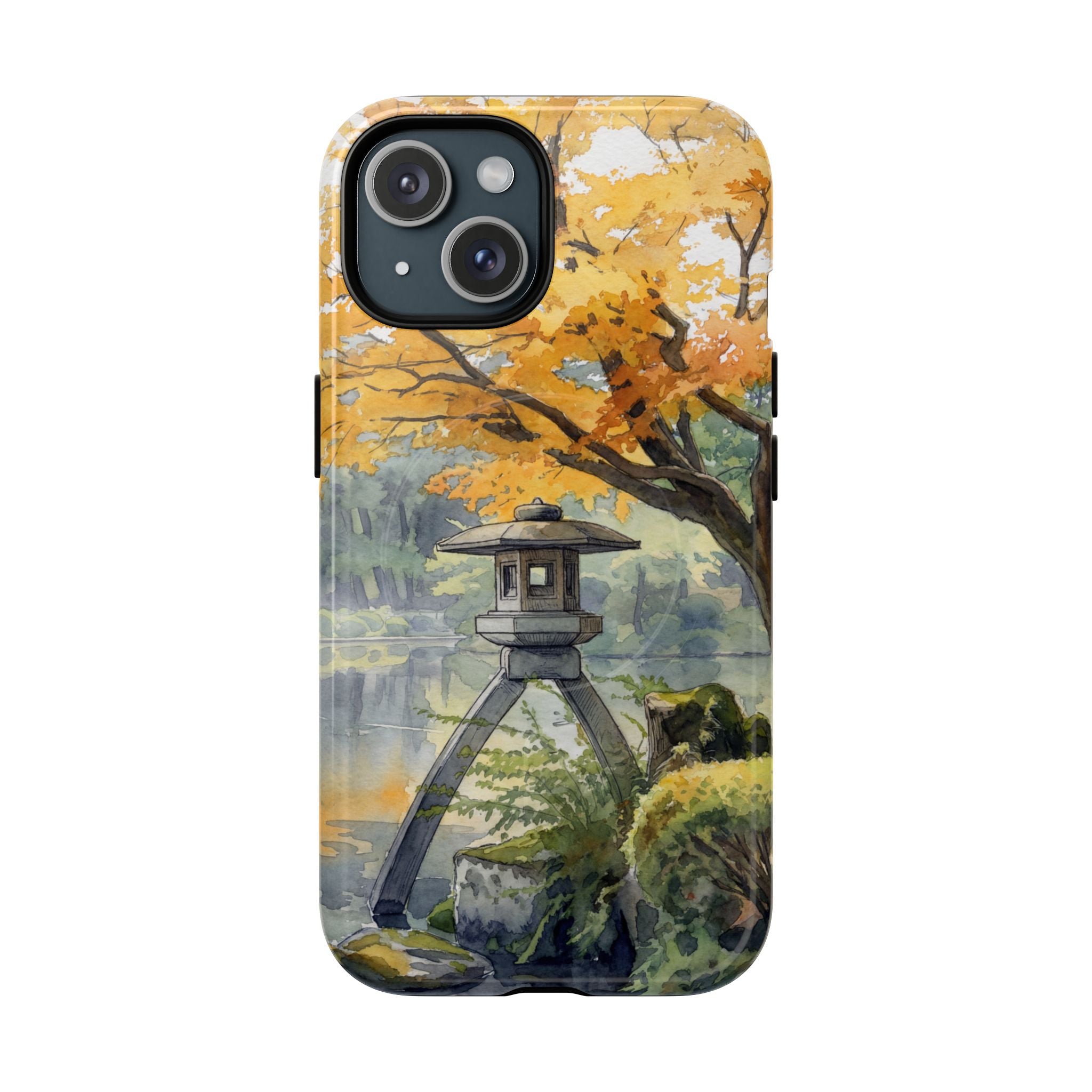 Autumn Japanese Garden MagSafe iPhone Case | Scenic Lantern Fall