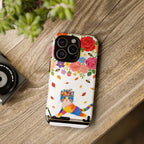 Floral Rainbow Cat Tough iPhone Case — Colorful Pilates Cat Design