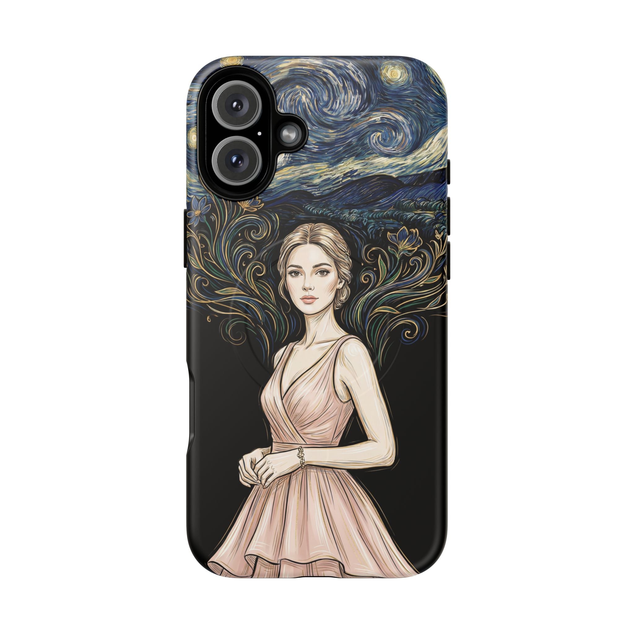 Art Nouveau Starry Night MagSafe iPhone Case | Elegant Woman Illustration Tough Case