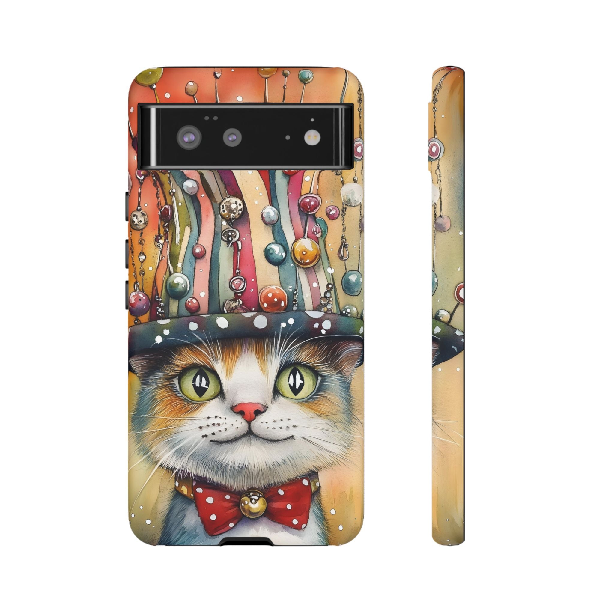 Cat in Colorful Top Hat Google Pixel Case — Whimsical Cat Art iPhone Case