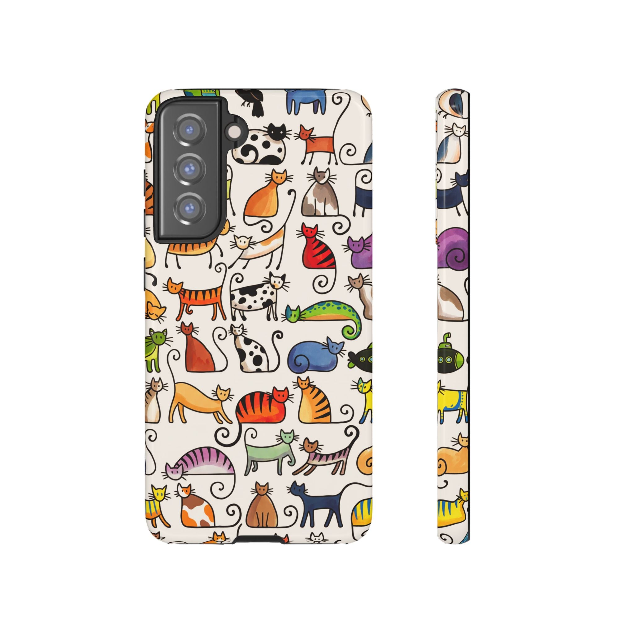Cat Pattern Tough Samsung Galaxy Case | Colourful Cartoon Cats