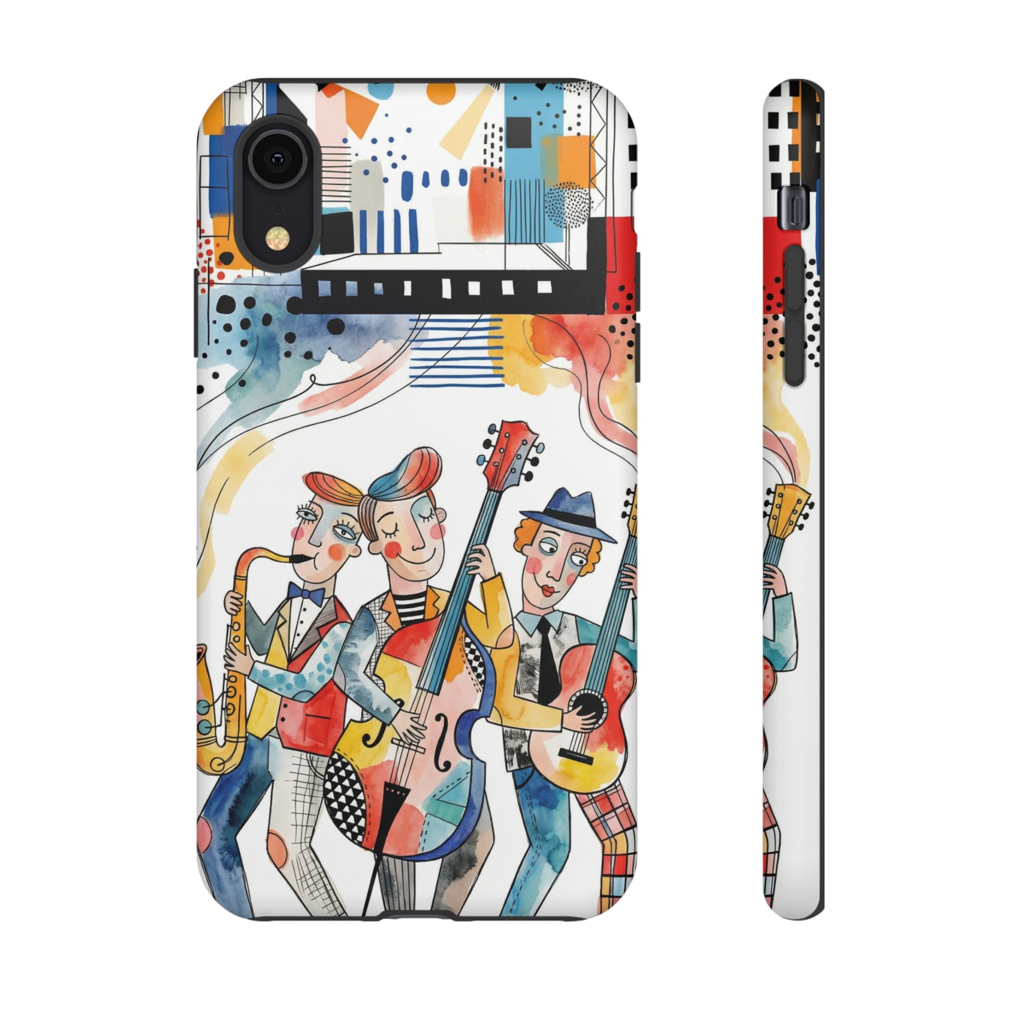 Musical Trio Illustrated iPhone Case | Colorful Jazz Band Art Phone Cover