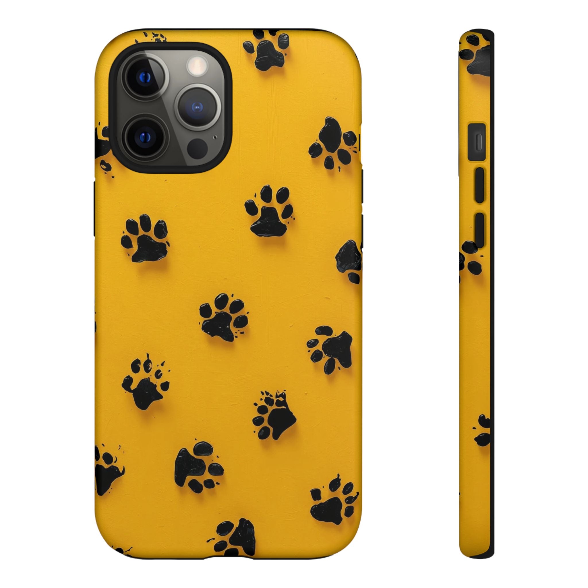 Yellow Paw Print Tough iPhone Case — Protective Dog & Cat Lover Cover