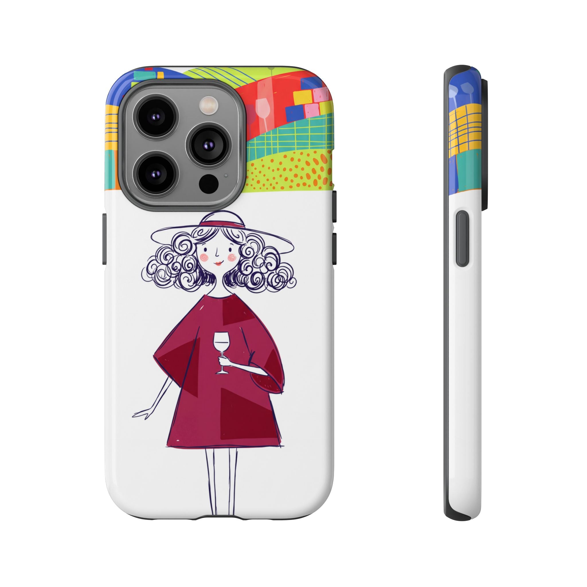 Colourful Artistic Wine Lady iPhone Case