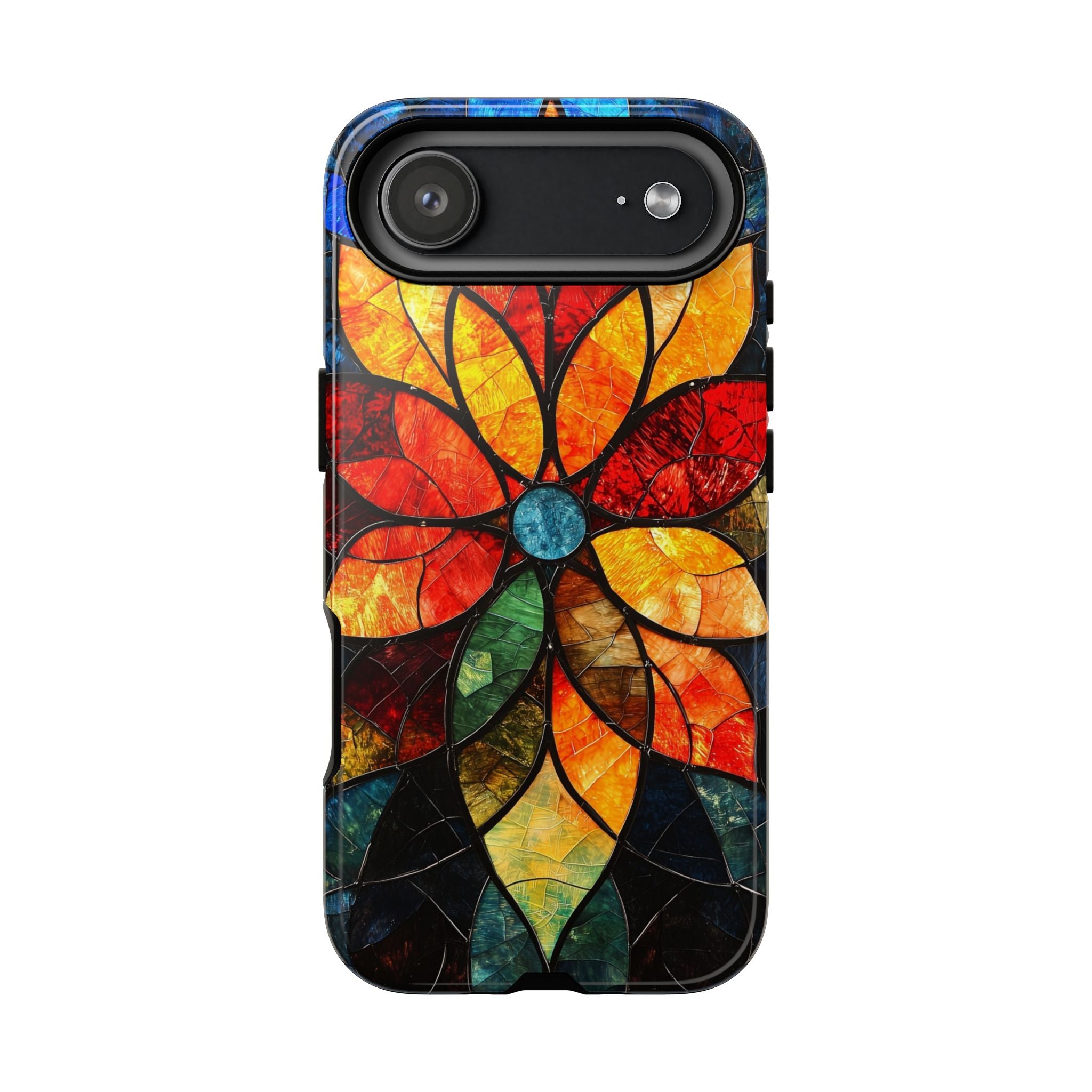 Stained Glass Flower iPhone Case — Colorful Mosaic Protective Cover